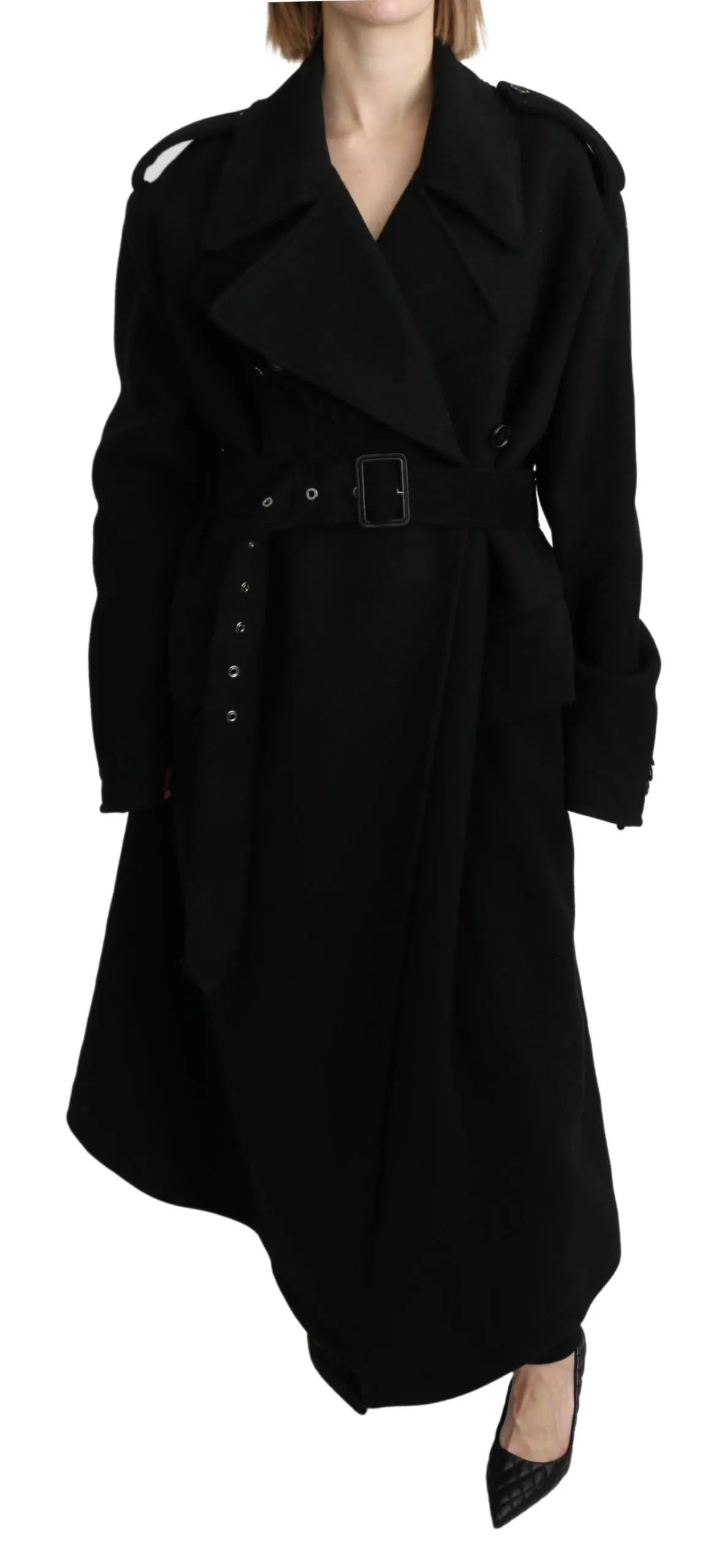 Dolce & Gabbana Women's Elegant Black Wool Trenchcoat