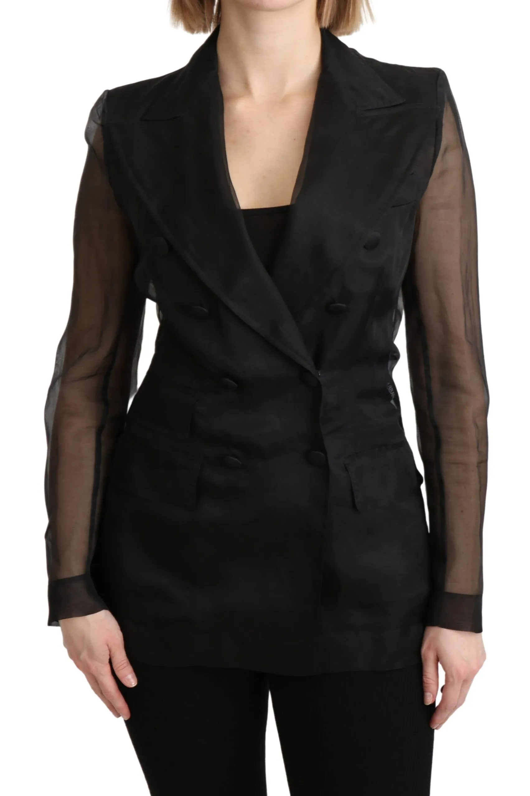 Dolce & Gabbana Women's Elegant Black Silk Double Breasted Blazer