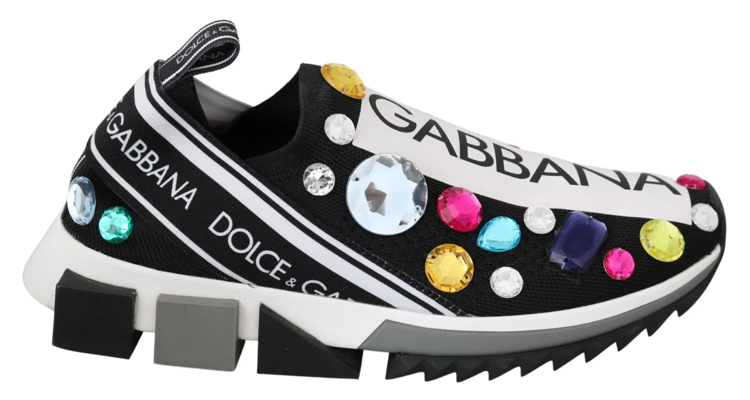 Dolce & Gabbana Women's Black Crystal-Embellished Low Top Sneakers