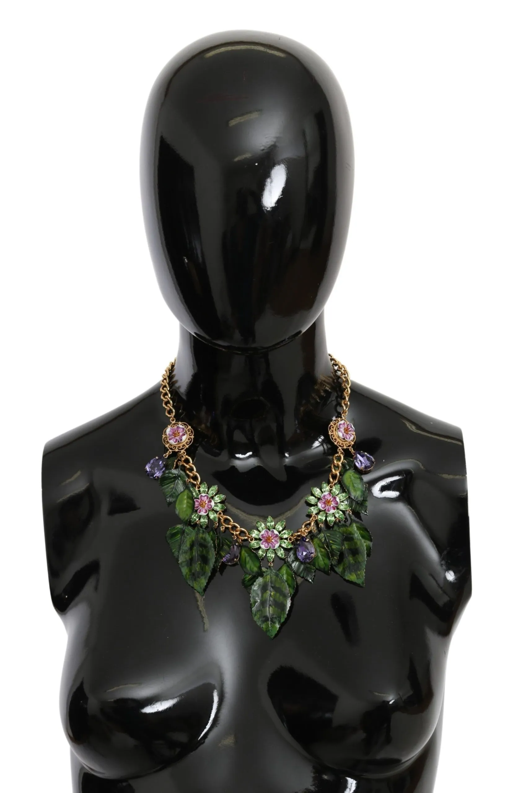 Dolce & Gabbana Women's Elegant Crystal Charms Leaves Pendant Necklace
