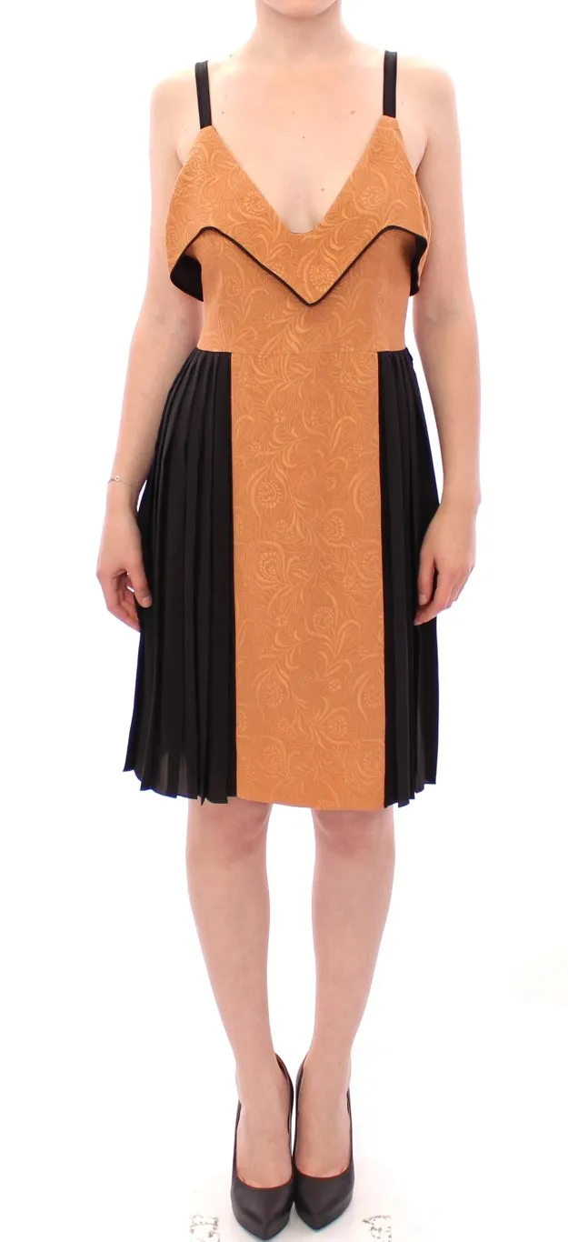 FILOS Women's Silk Bronze & Black Sleeveless Sheath Dress