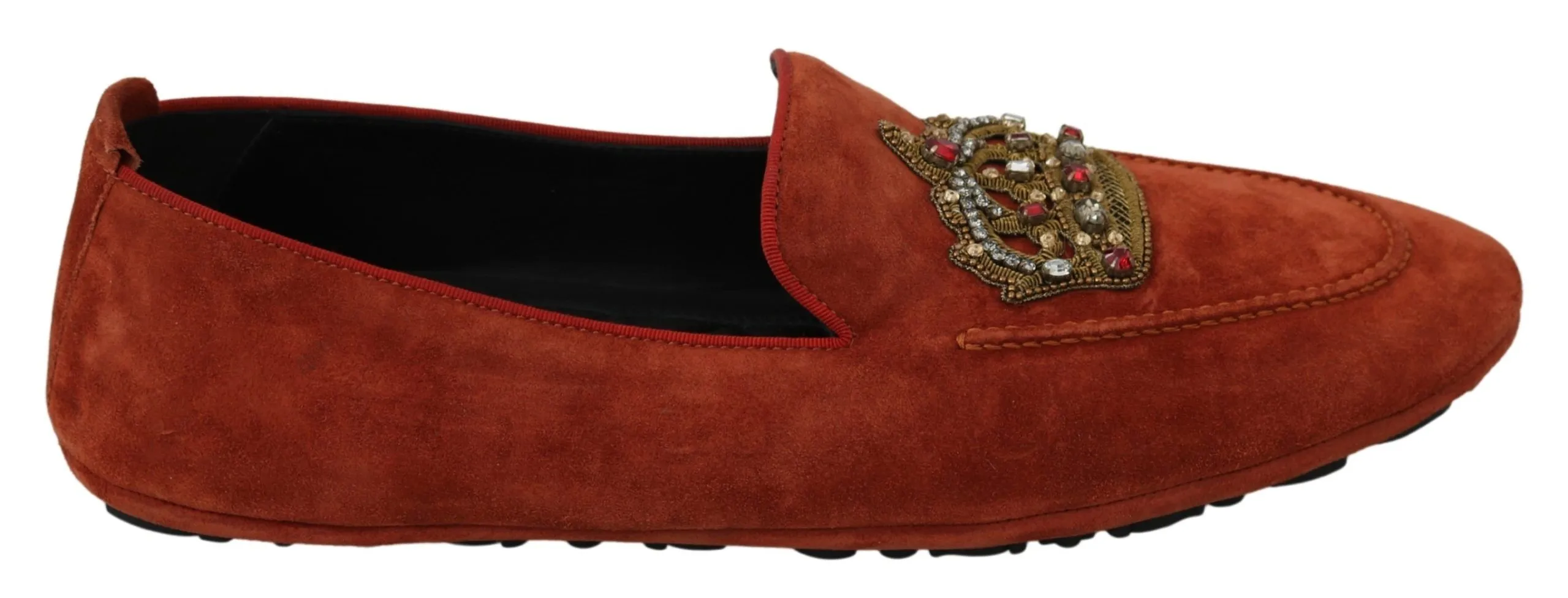 Dolce & Gabbana Men's Elegant Orange Leather Moccasin Slippers
