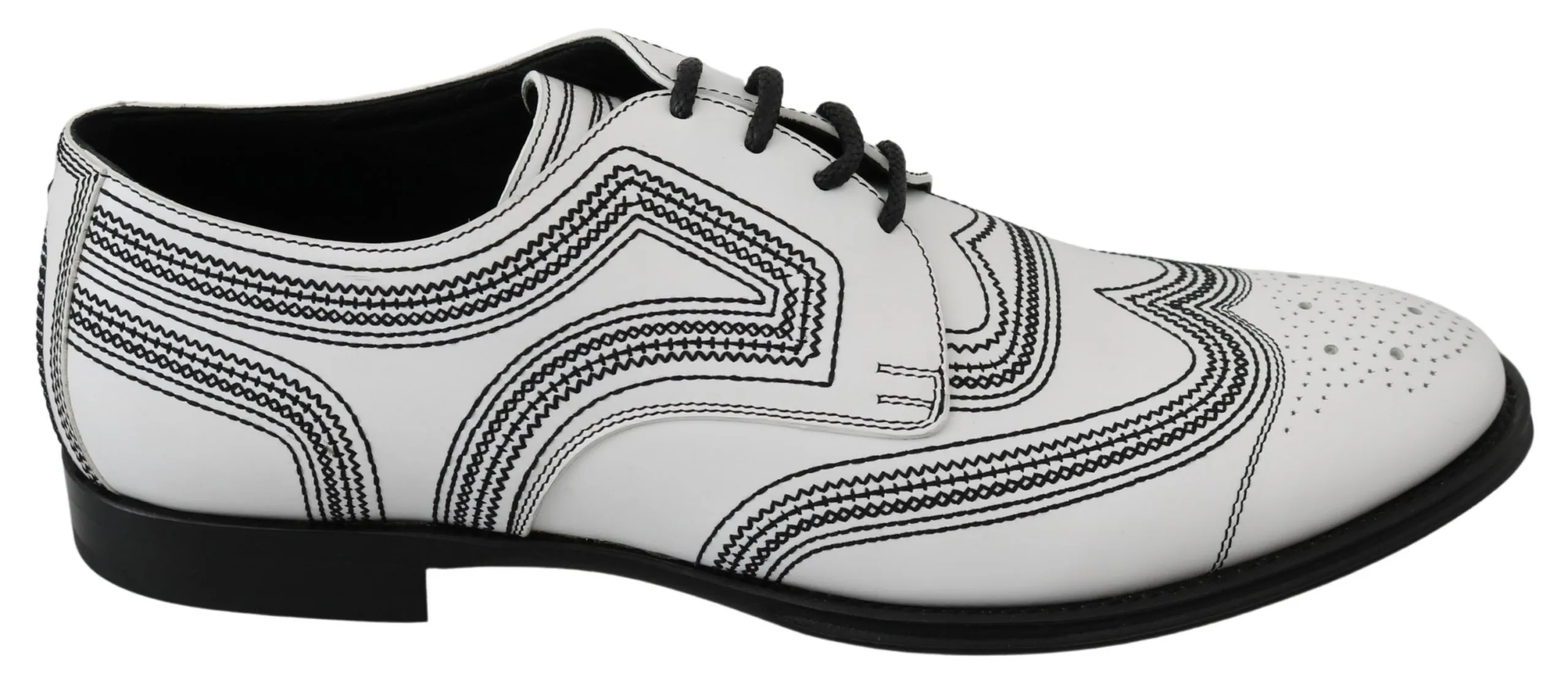 Dolce & Gabbana Men's Elegant White Leather Derby Shoes