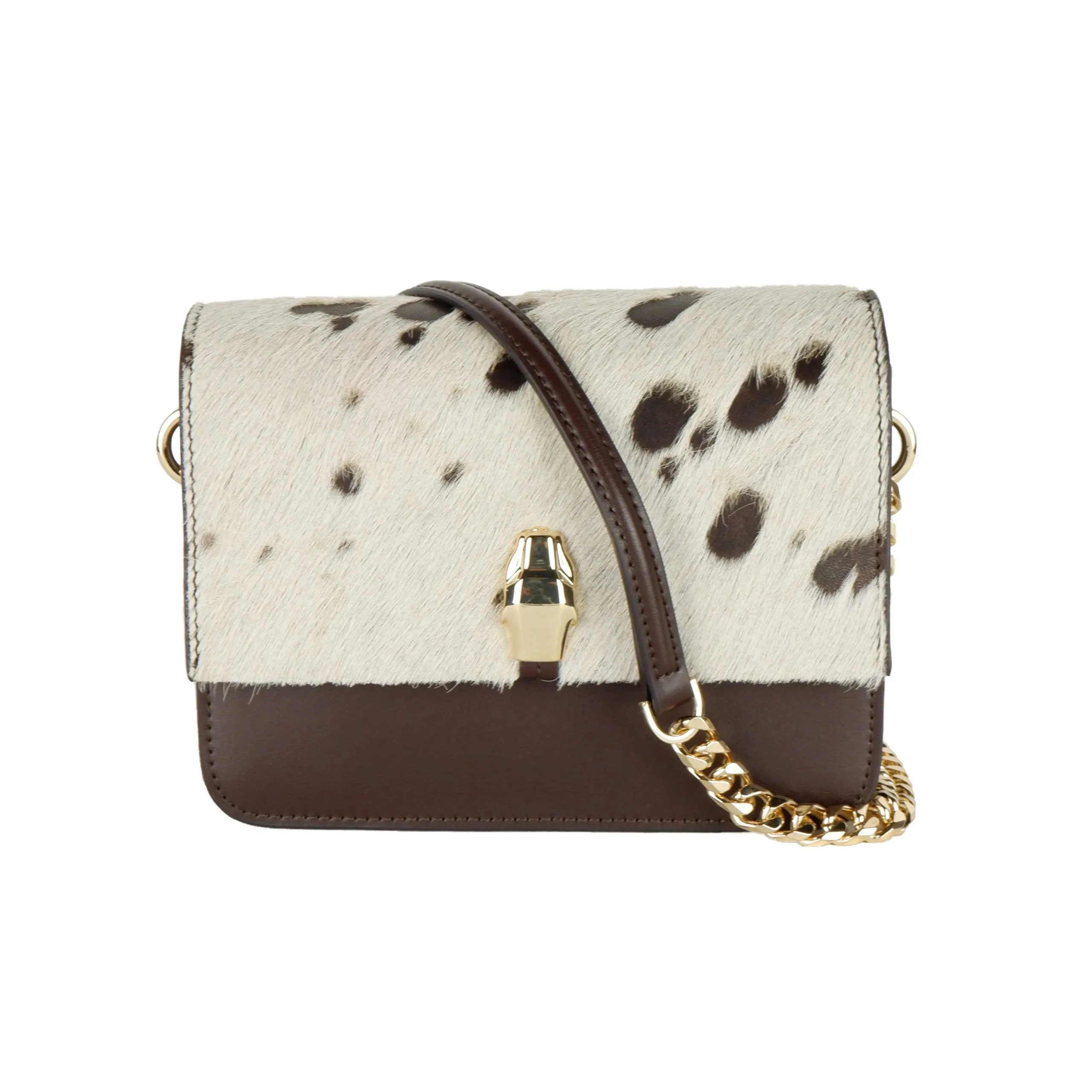 Cavalli Class Women's Chic Two-Tone Small Shoulder Bag in White & Brown