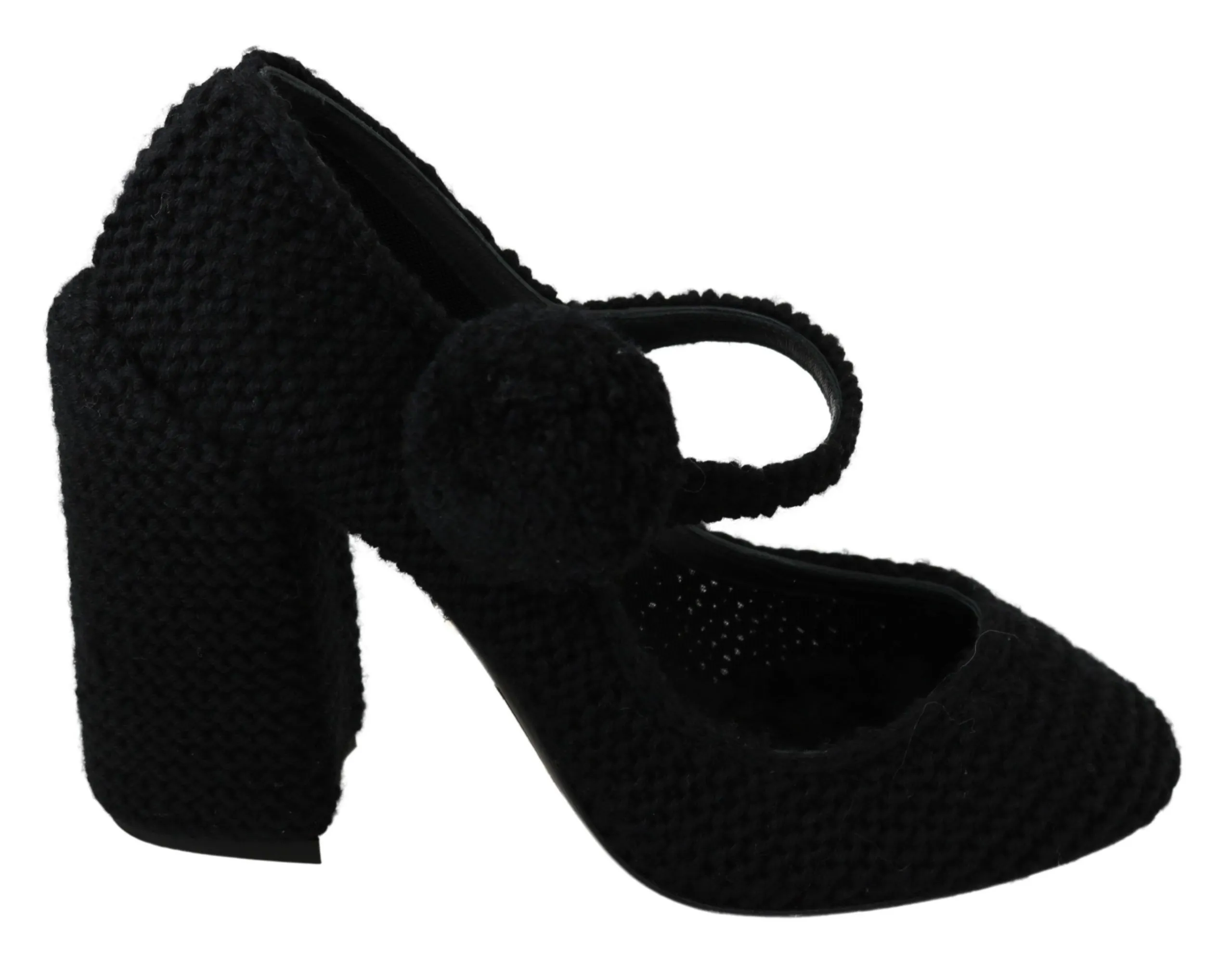 Dolce & Gabbana Women's Chic Black Wool-Knitted Mary Janes Pumps