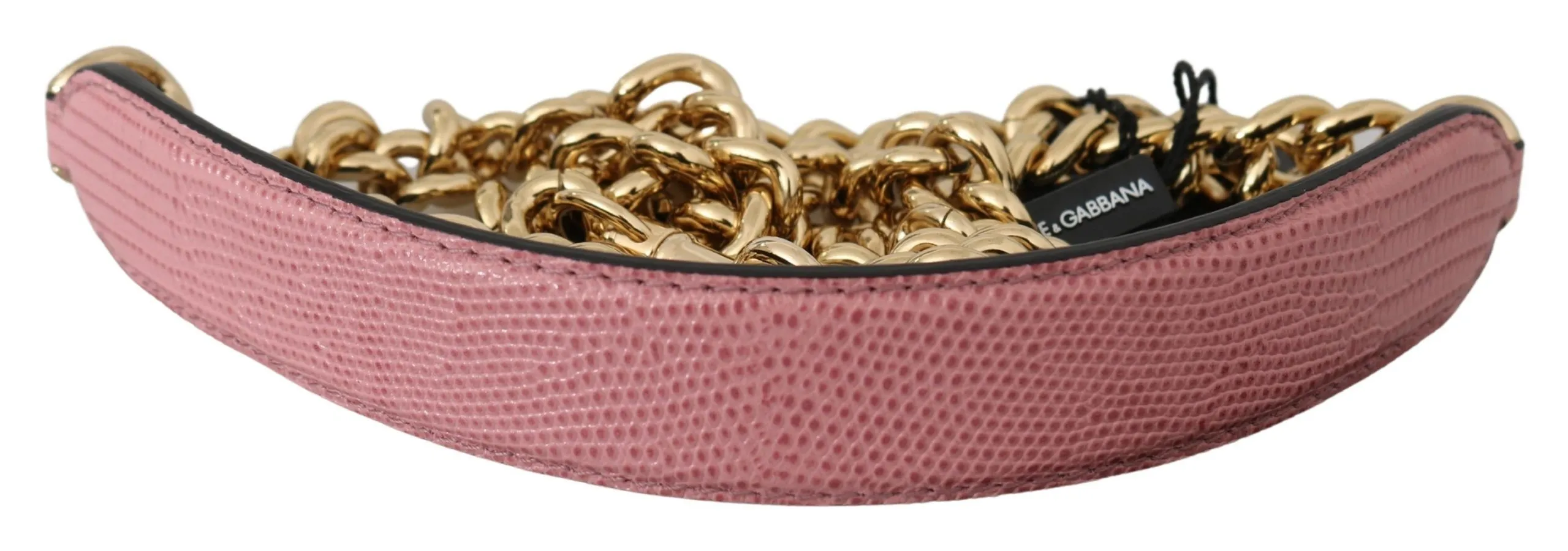 Dolce & Gabbana Women's Elegant Pink Gold Leather Shoulder Strap