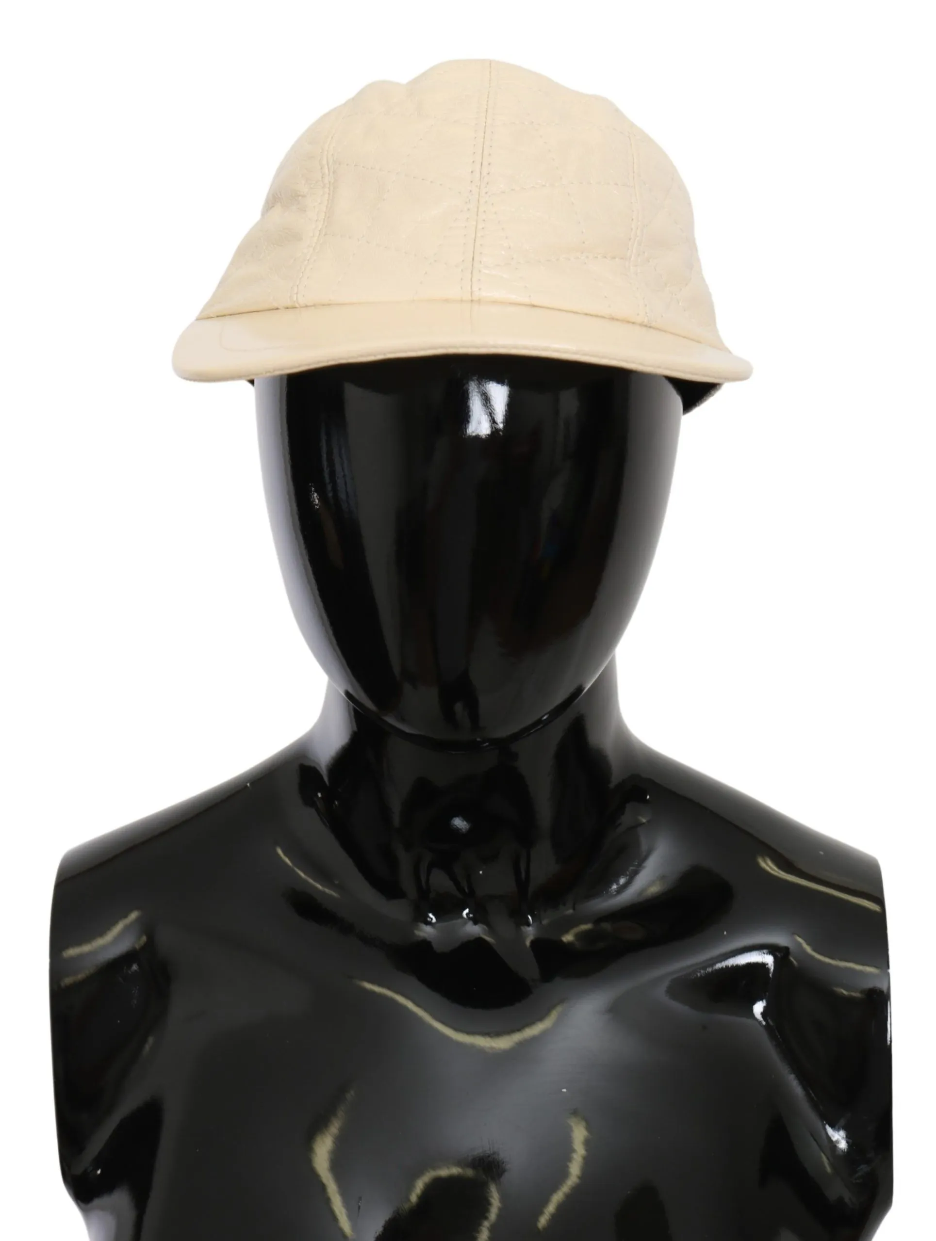 Dolce & Gabbana Men's Elegant White Lambskin Leather Baseball Cap