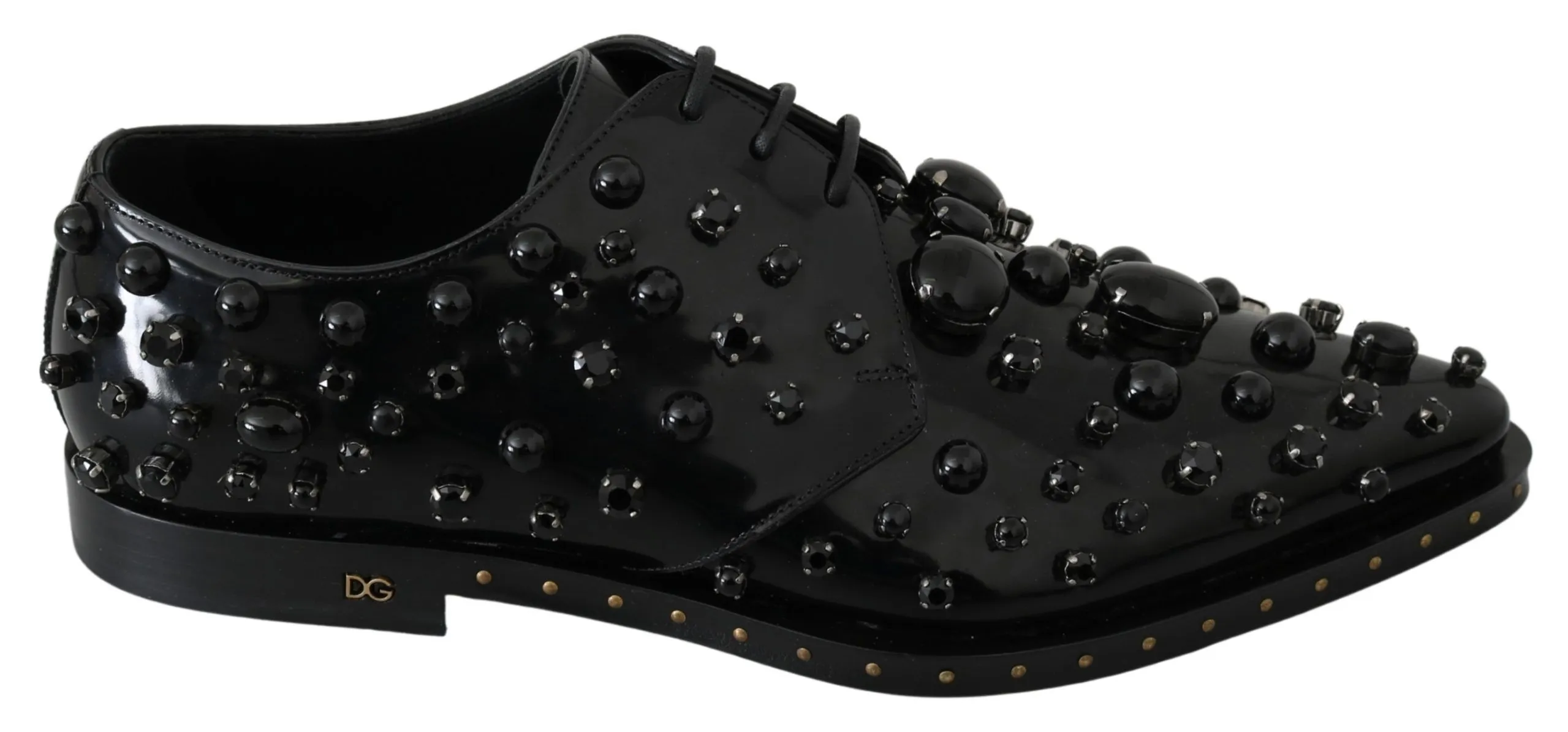 Dolce & Gabbana Women's Elegant Black Crystal Leather Dress Shoes