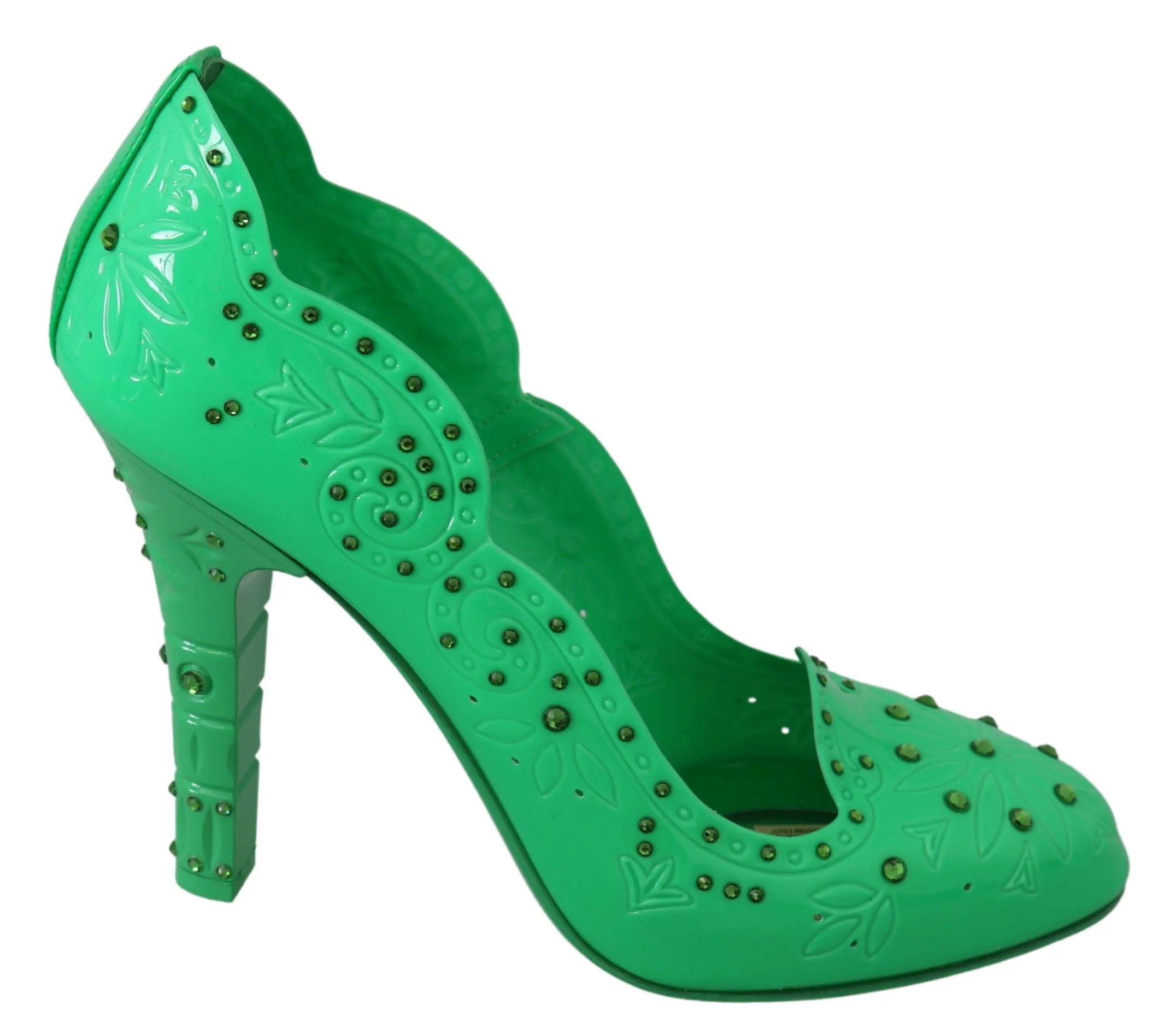 Dolce & Gabbana Women's Enchanting Crystal Cinderella Pumps in Lush Green