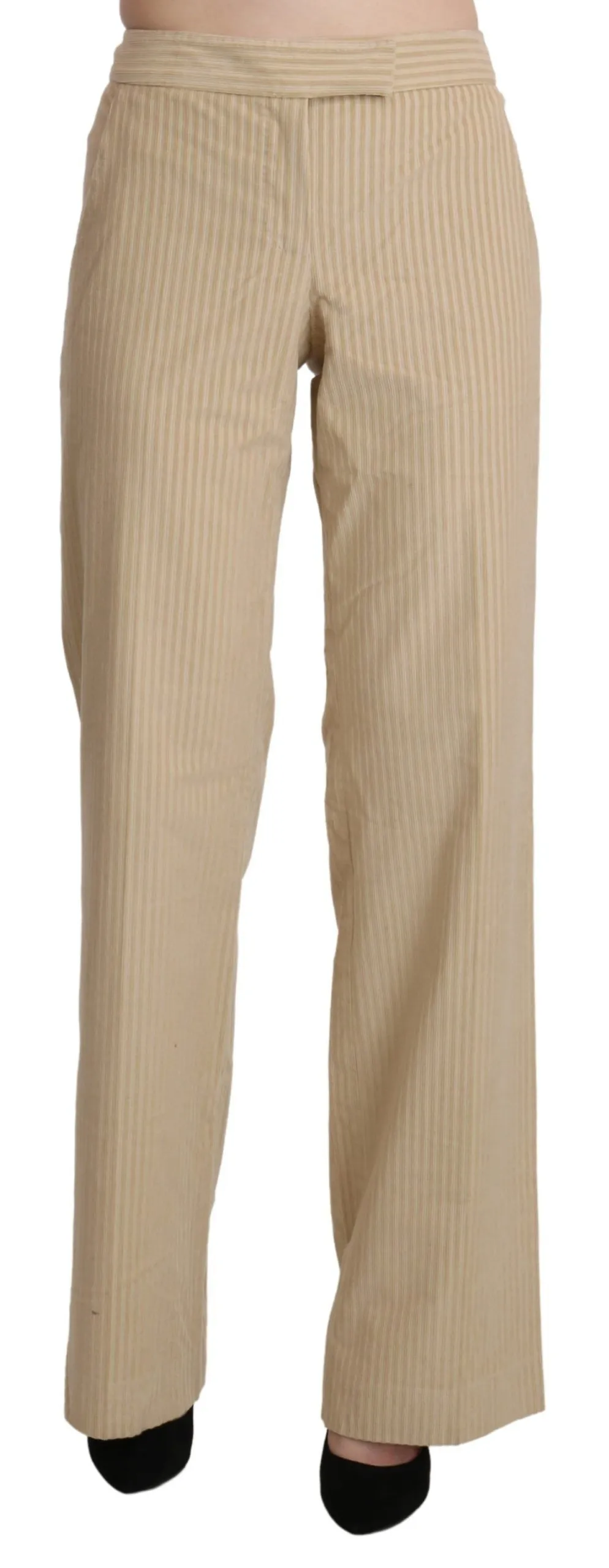 Ermanno Scervino Women's Chic Beige High-Waist Wide Leg Pants