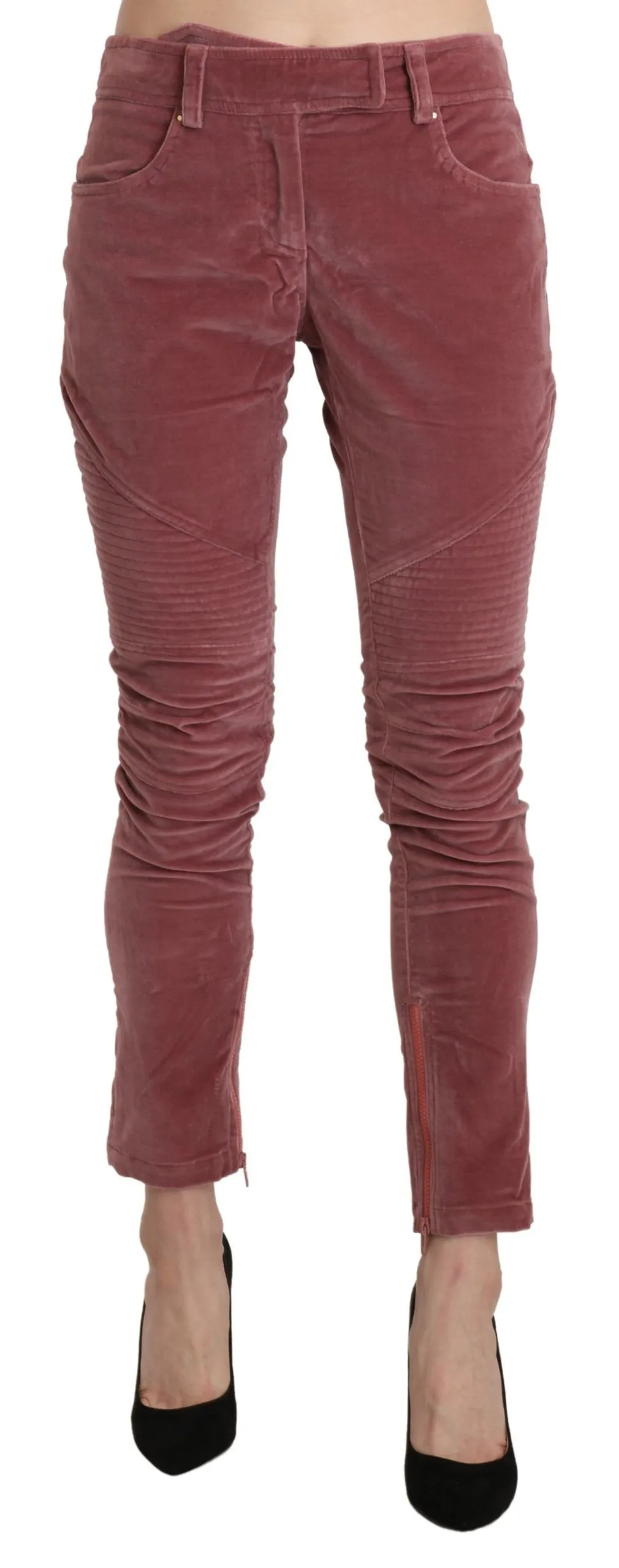 Ermanno Scervino Women's Chic Red Mid Waist Skinny Trousers