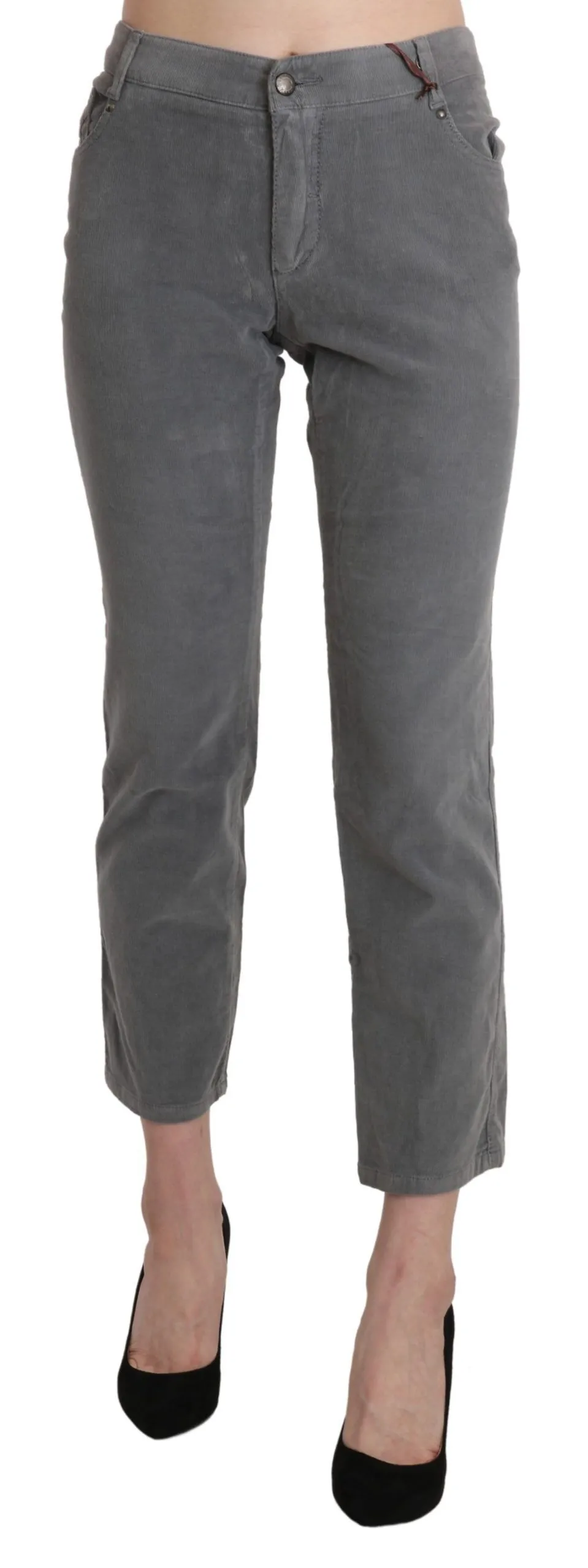 Ermanno Scervino Women's Chic Gray Mid Waist Cropped Trousers