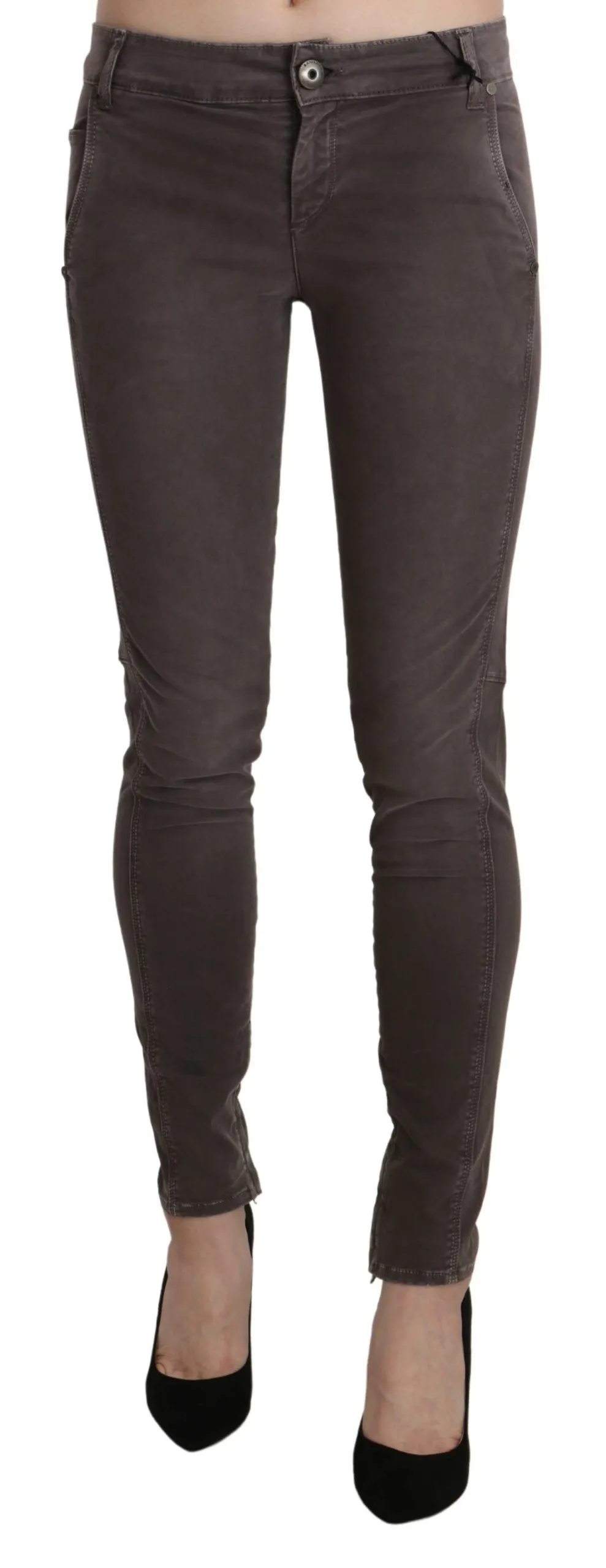 Ermanno Scervino Women's Chic Brown Low Waist Skinny Trousers