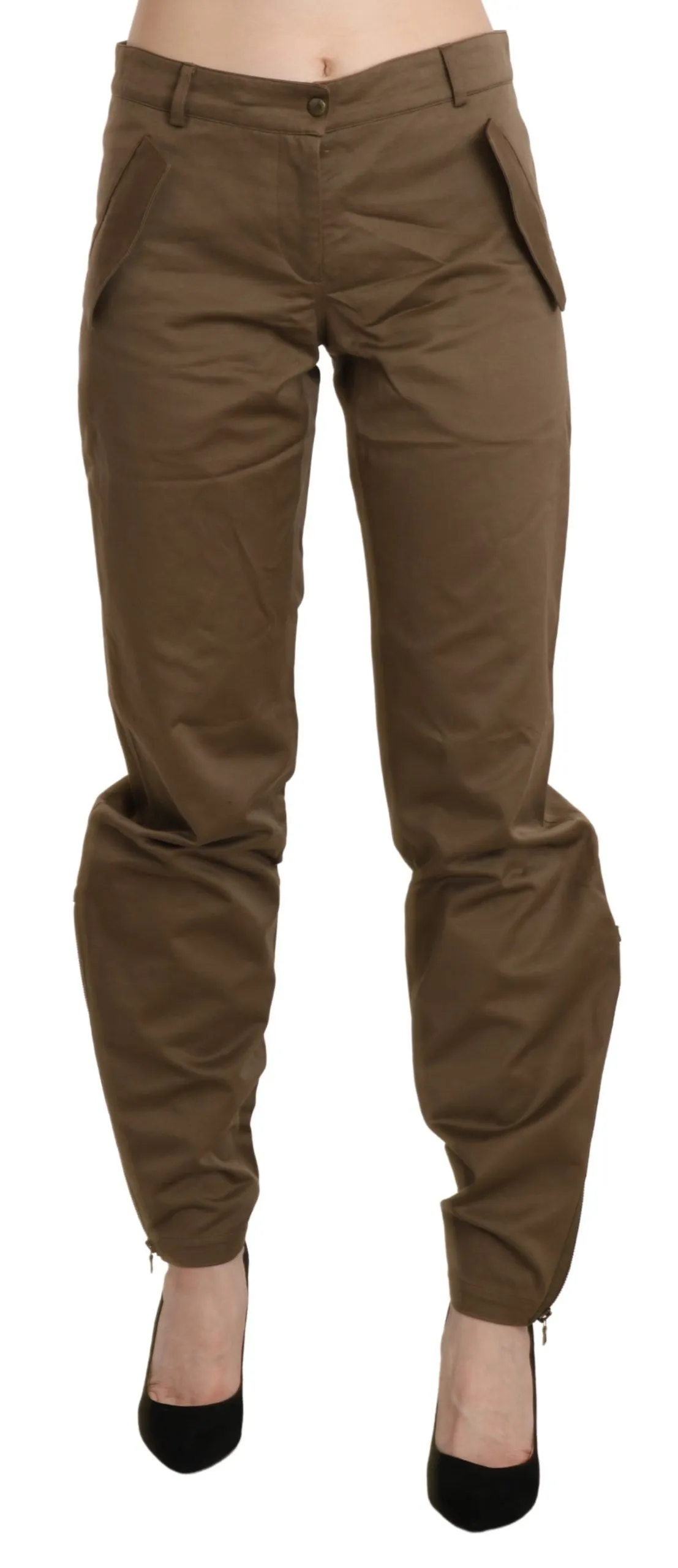 Ermanno Scervino Women's Chic Brown Mid Waist Straight Trousers