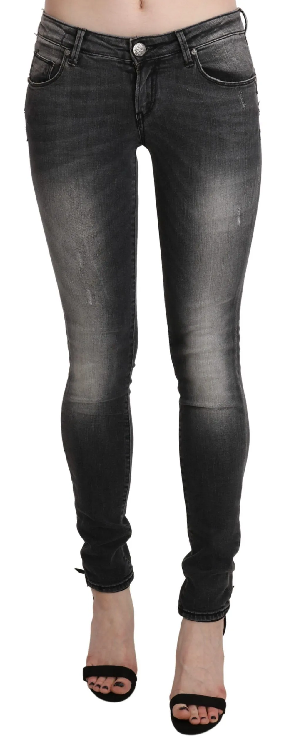 Acht Women's Sleek Low Waist Skinny Denim in Black Wash