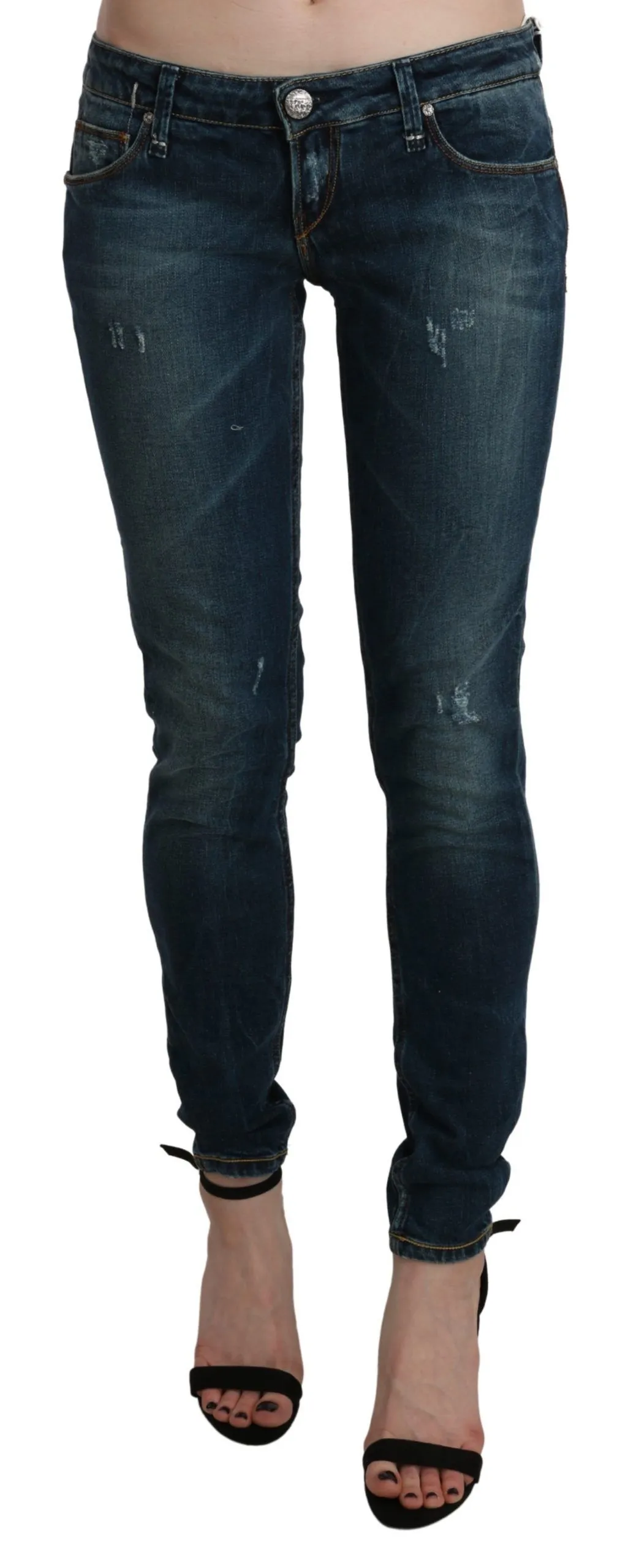 Acht Women's Sleek Low Waist Skinny Denim - Blue Washed