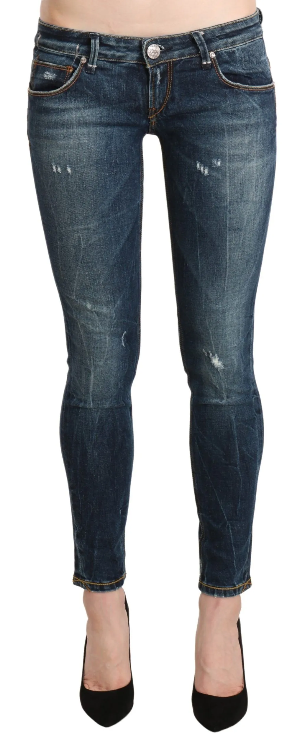Acht Women's Chic Blue Washed Skinny Denim Delight
