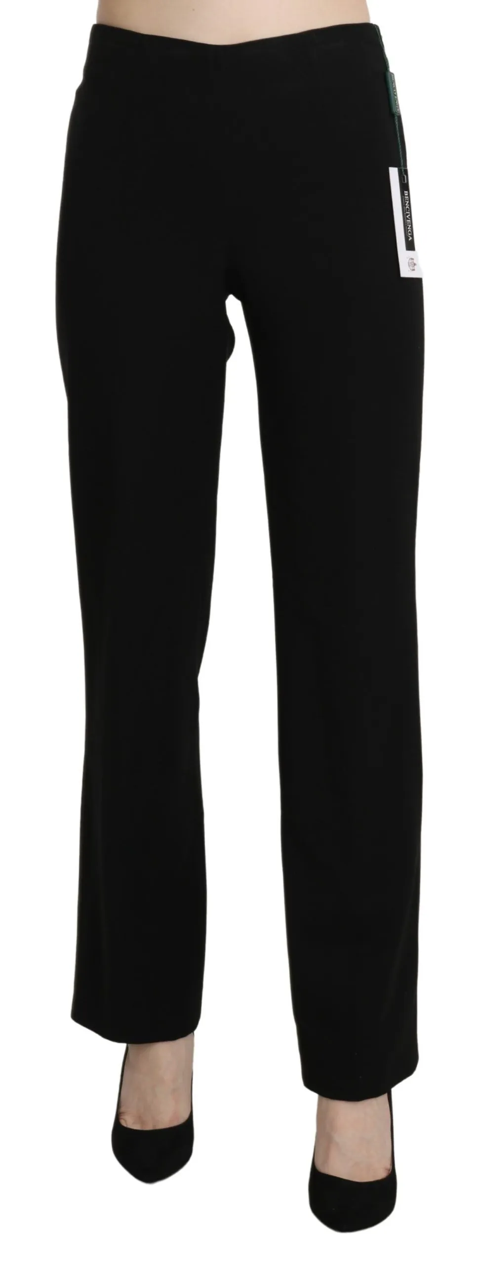 BENCIVENGA Women's Elegant Black High Waist Straight Pants