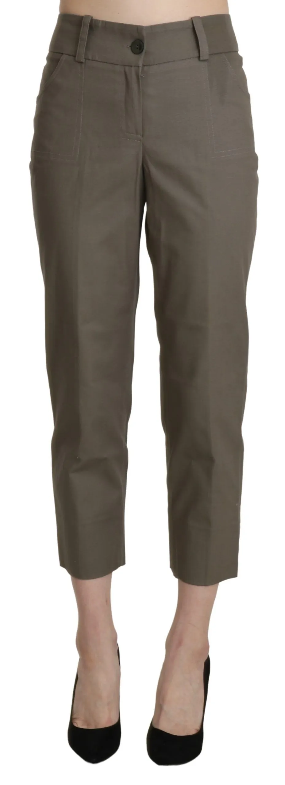 BENCIVENGA Women's Elegant High Waist Cropped Pants in Gray