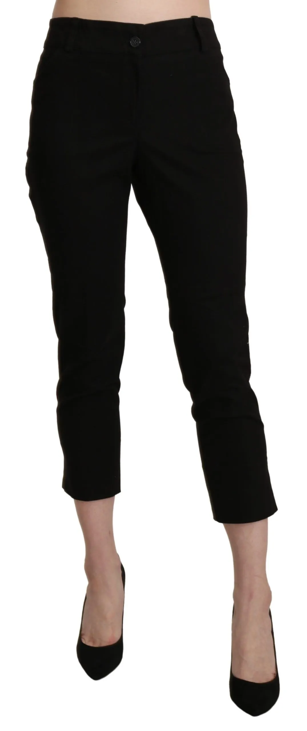 BENCIVENGA Women's Elegant Black High Waist Cropped Pants