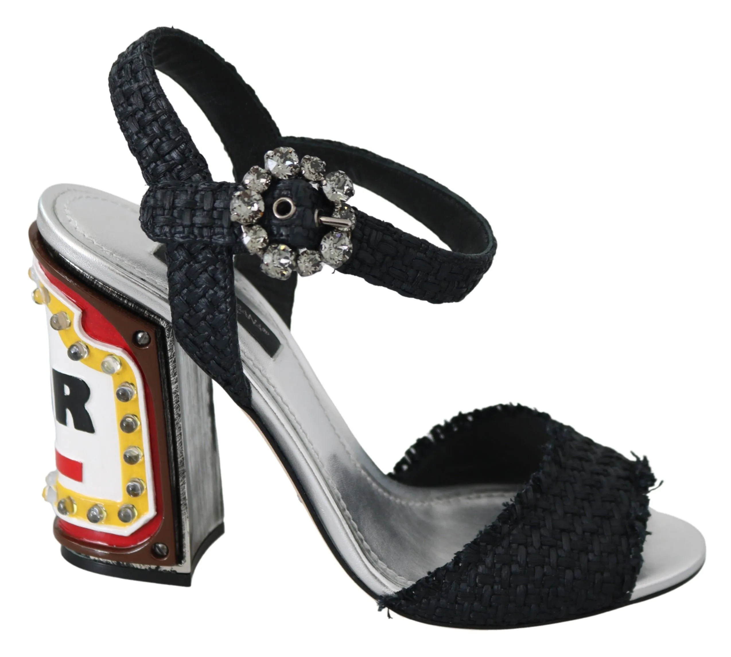 Dolce & Gabbana Women's Elegant Black Ankle Strap Sandals with LED Lights