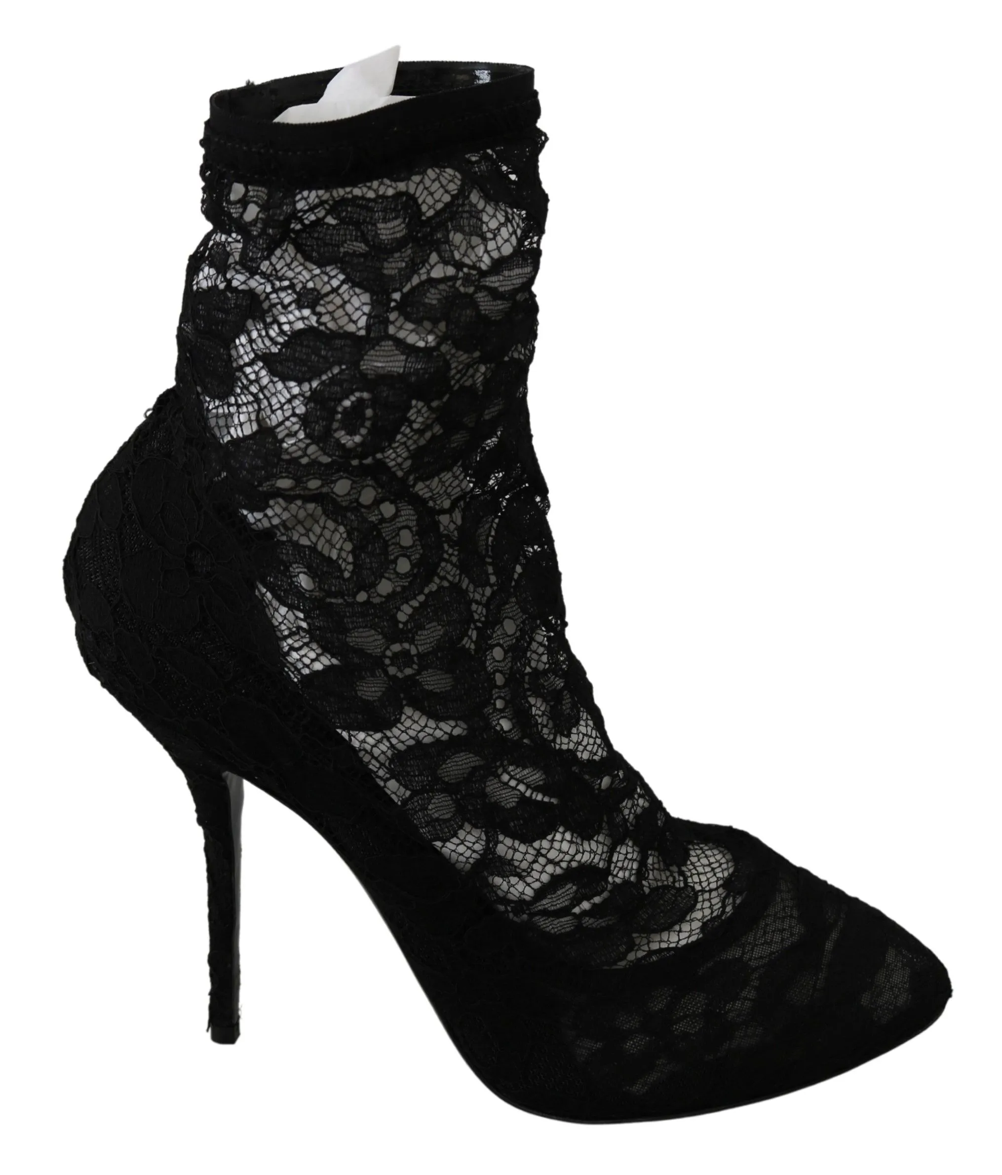 Dolce & Gabbana Women's Elegant Black Floral Lace High Heel Boots