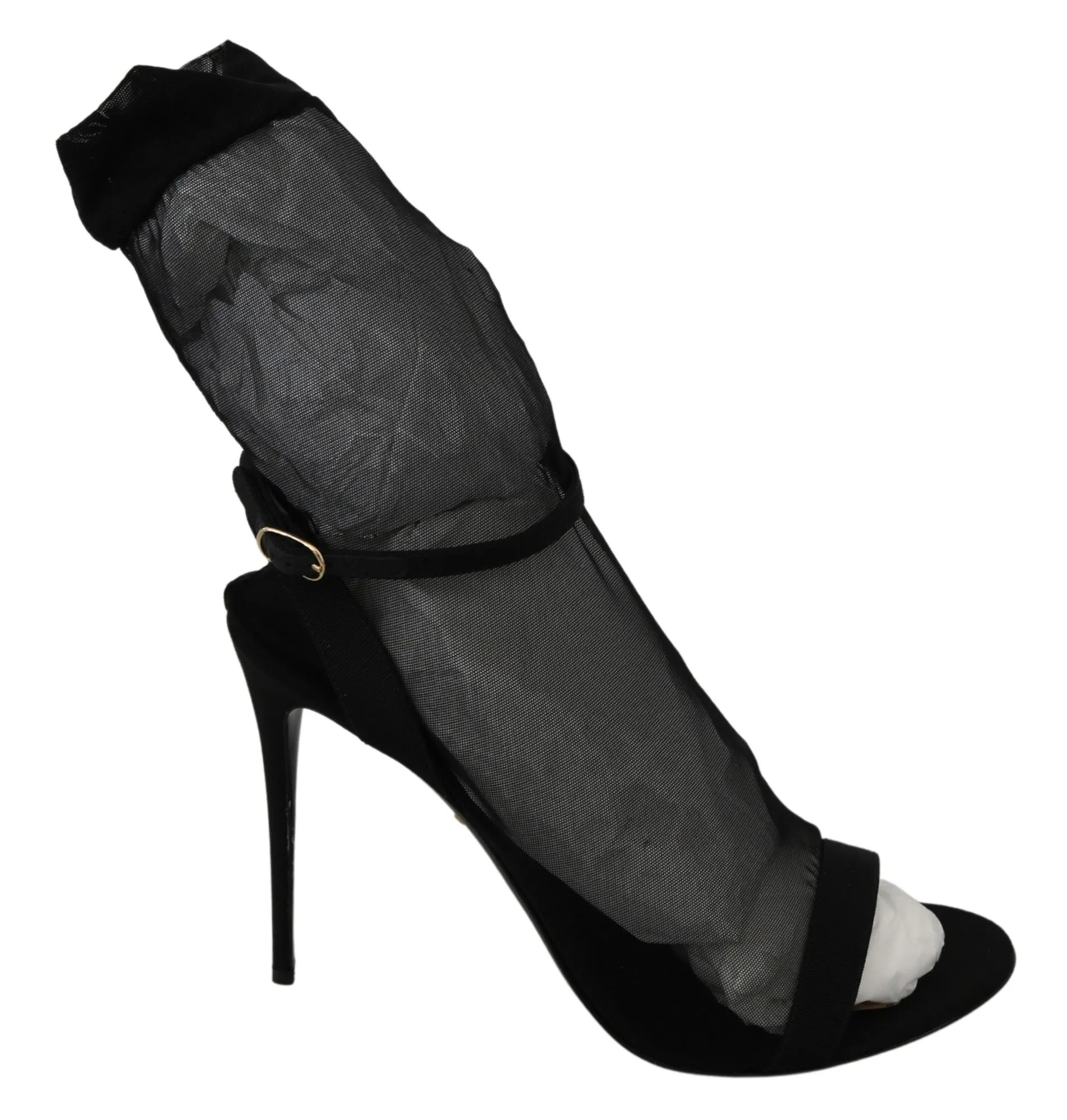 Dolce & Gabbana Women's Elegant Black Heeled Stretch Sandals