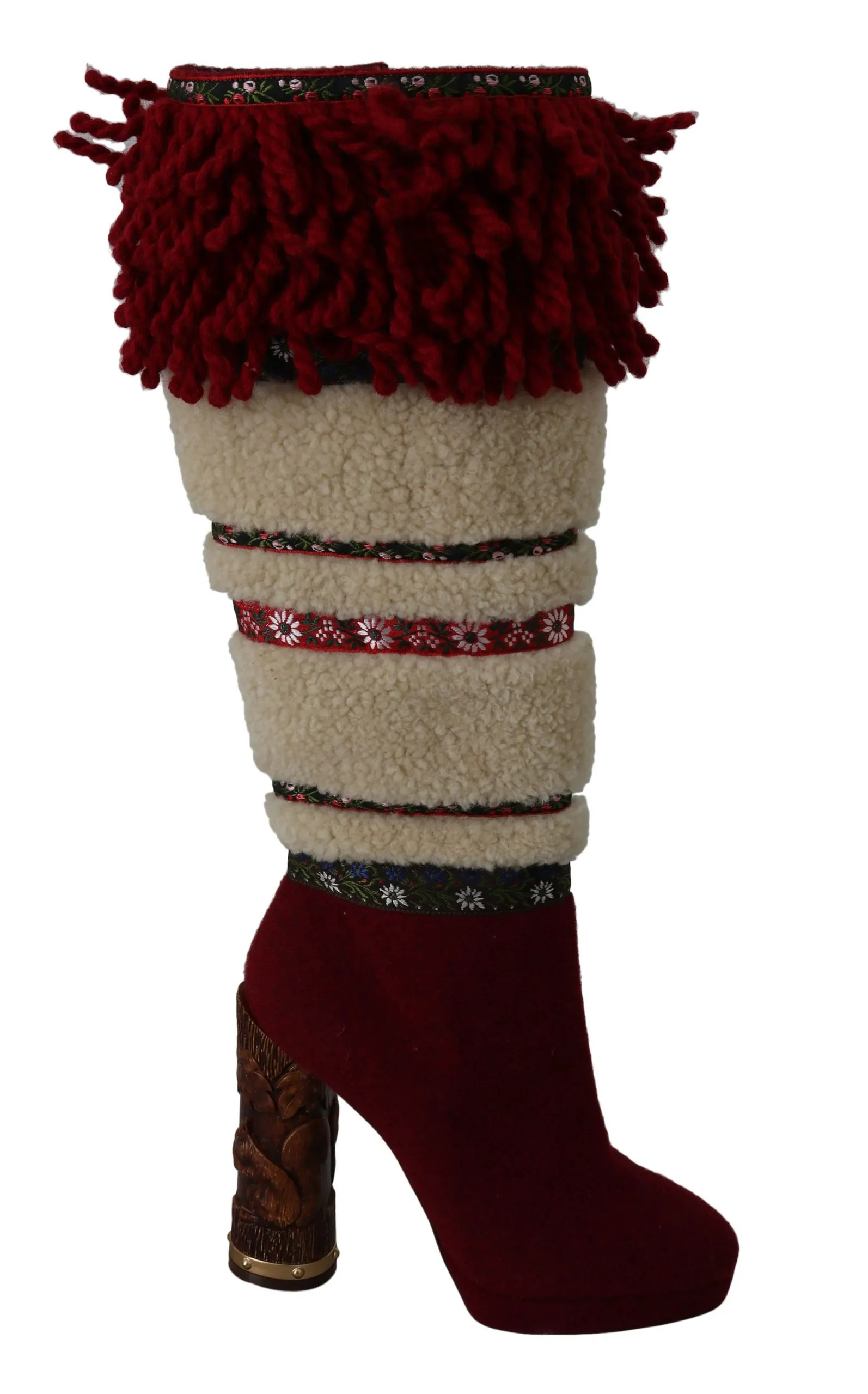 Dolce & Gabbana Women's Chic Multicolor Shearling High Heel Boots