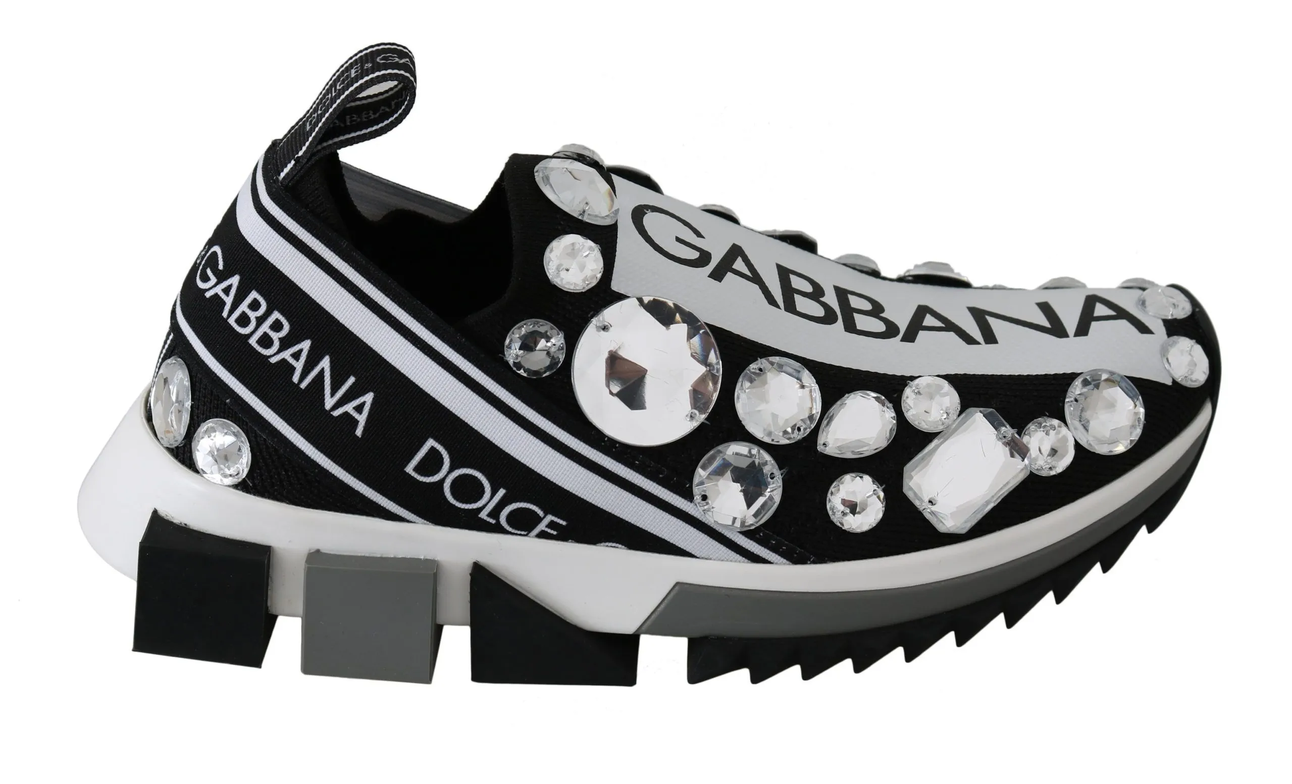 Dolce & Gabbana Women's Chic Monochrome Crystal Studded Sneakers