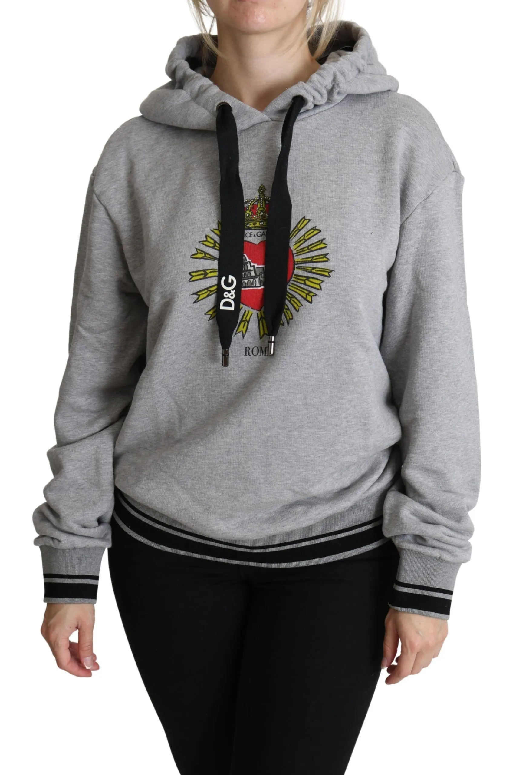 Dolce & Gabbana Women's Exclusive Hooded Gray Cotton Sweater
