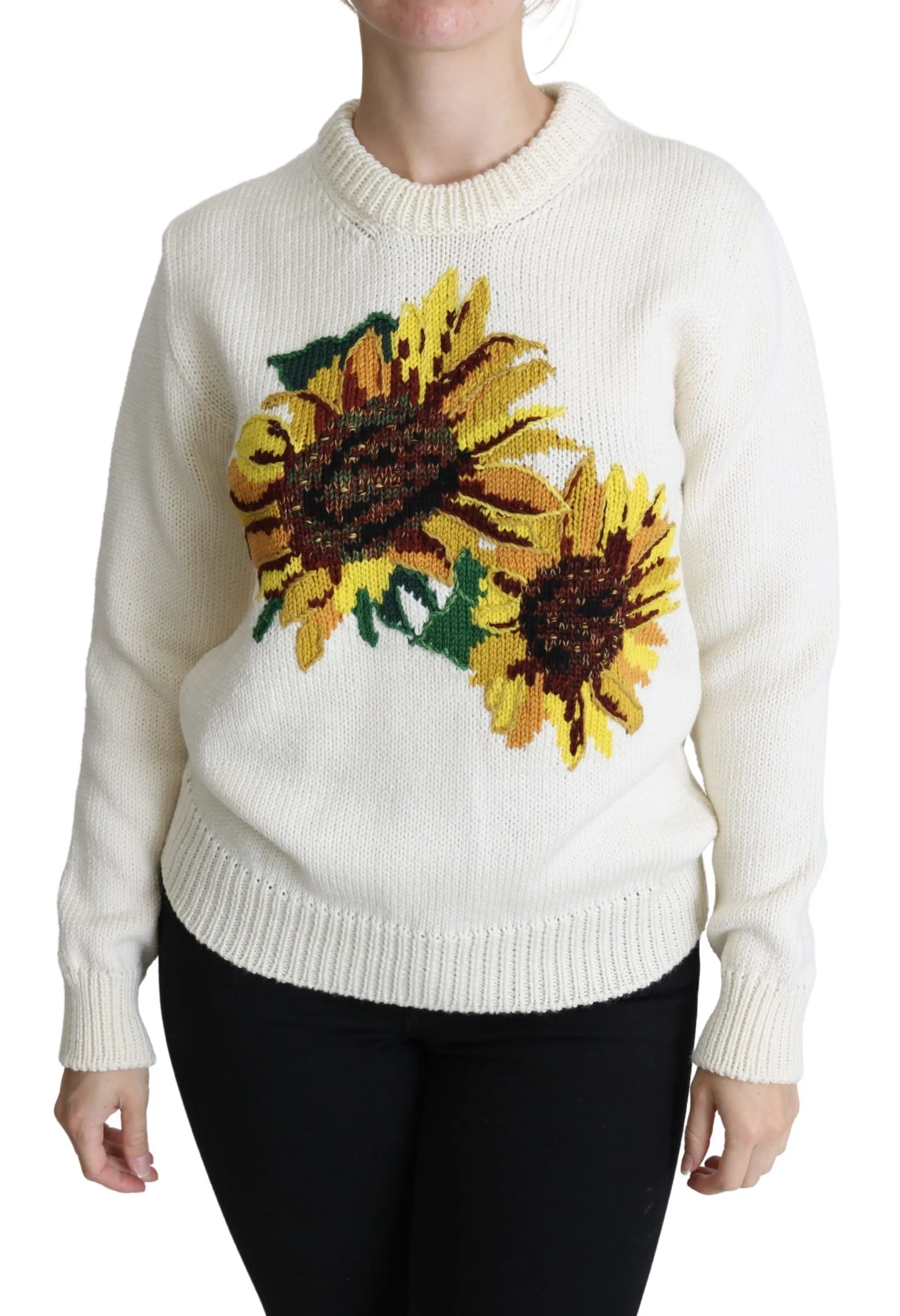 Dolce & Gabbana Women's Elegant Knitted Sunflower Sweater