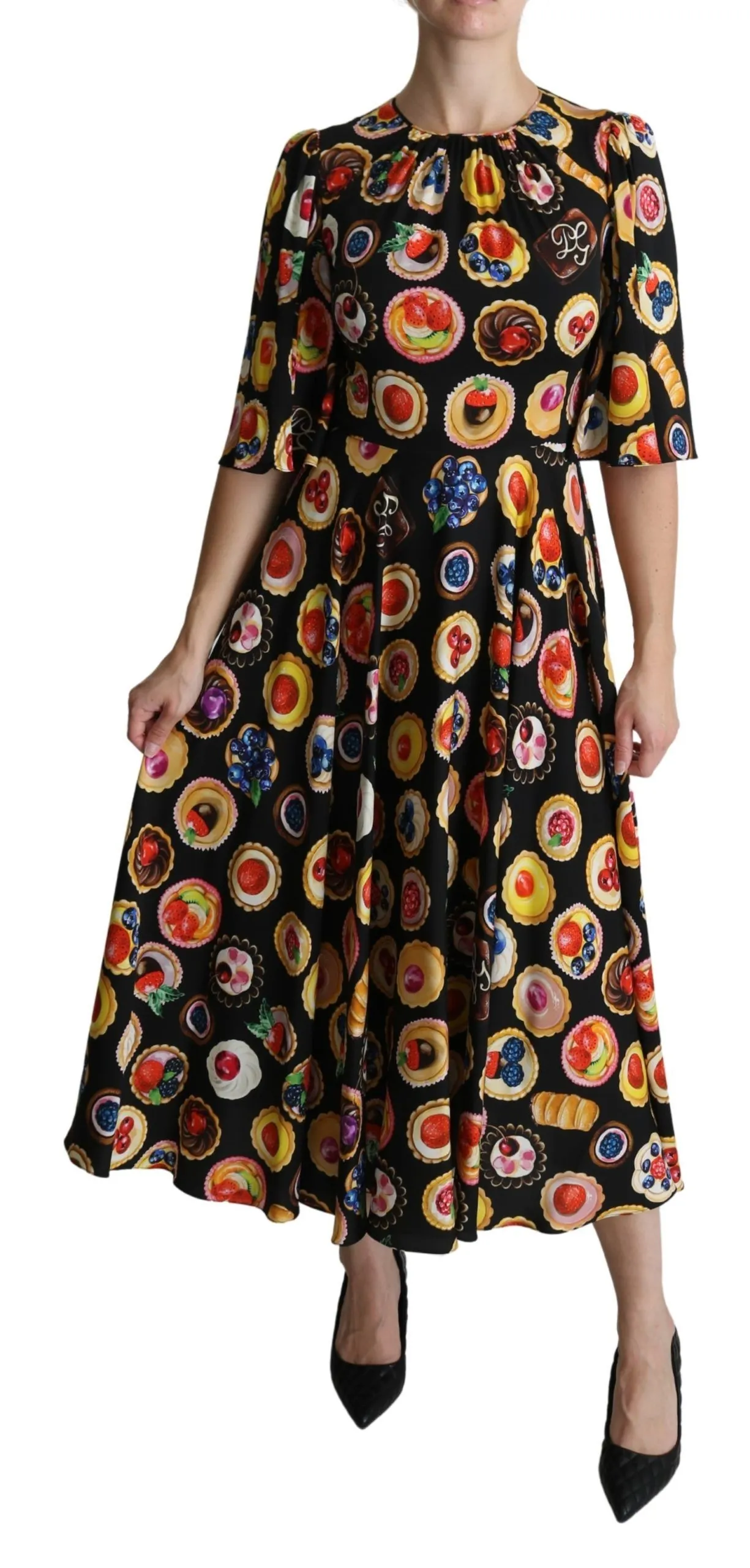 Dolce & Gabbana Women's Chic Multicolor Maxi Desserts Print Dress