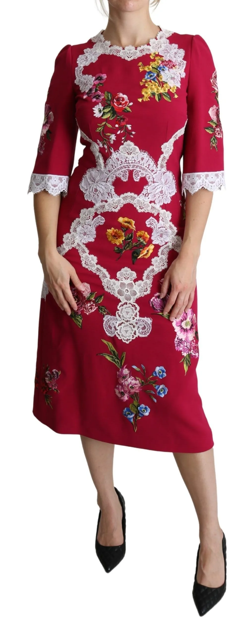 Dolce & Gabbana Women's Floral Embroidered Sheath Midi Dress