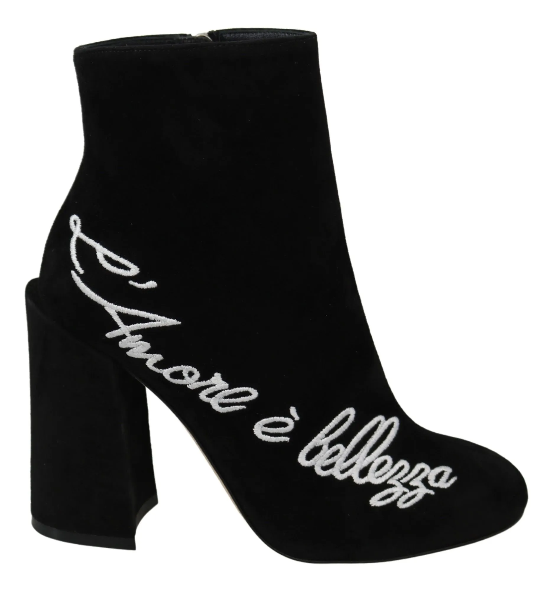 Dolce & Gabbana Women's Embroidered Ankle Boots in Lambskin Suede
