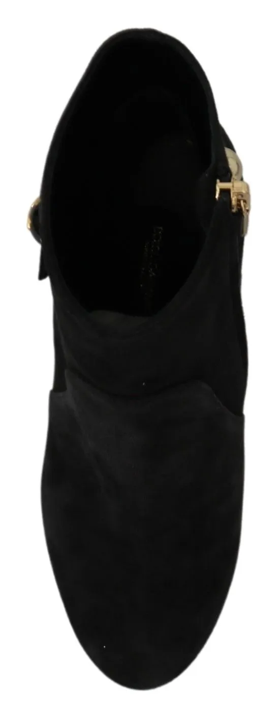 Dolce & Gabbana Women's Elegant Black Suede Short Boots