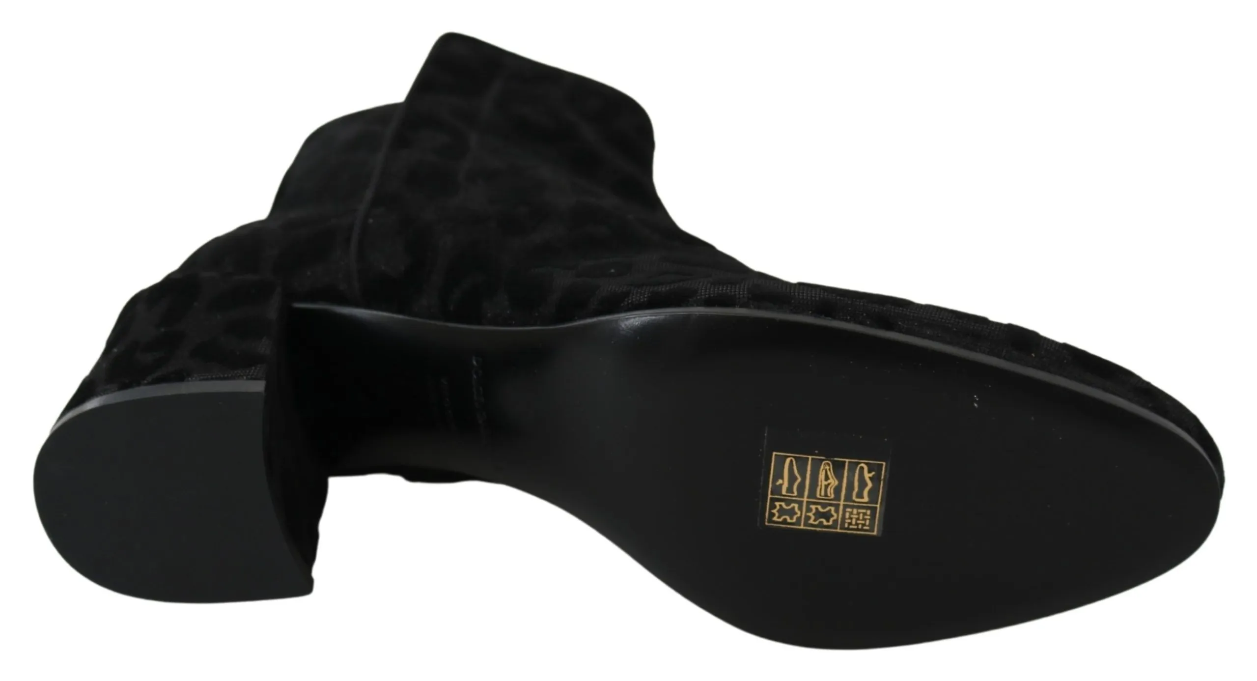Dolce & Gabbana Women's Elegant Black Leopard Print Short Boots