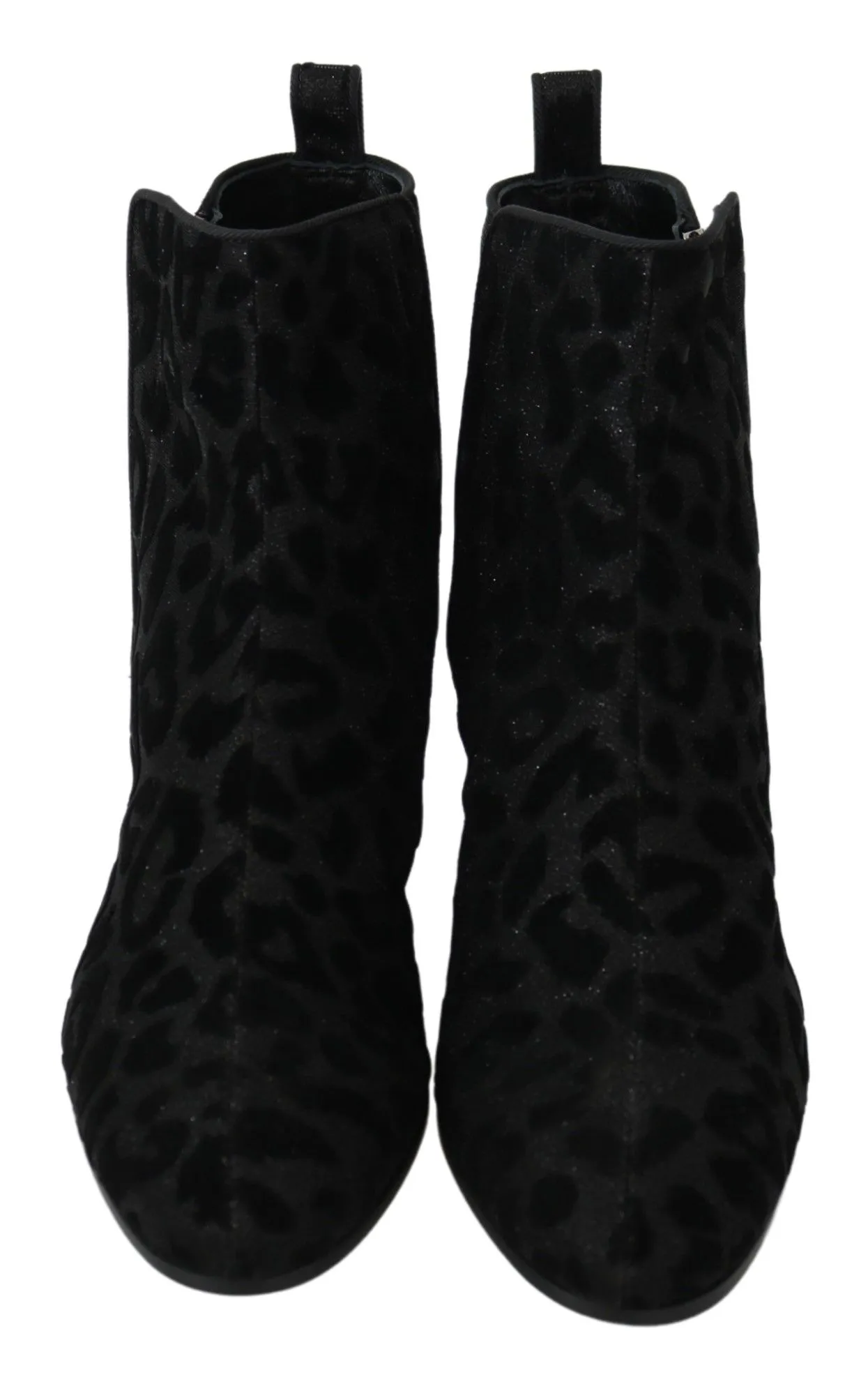 Dolce & Gabbana Women's Elegant Black Leopard Print Short Boots