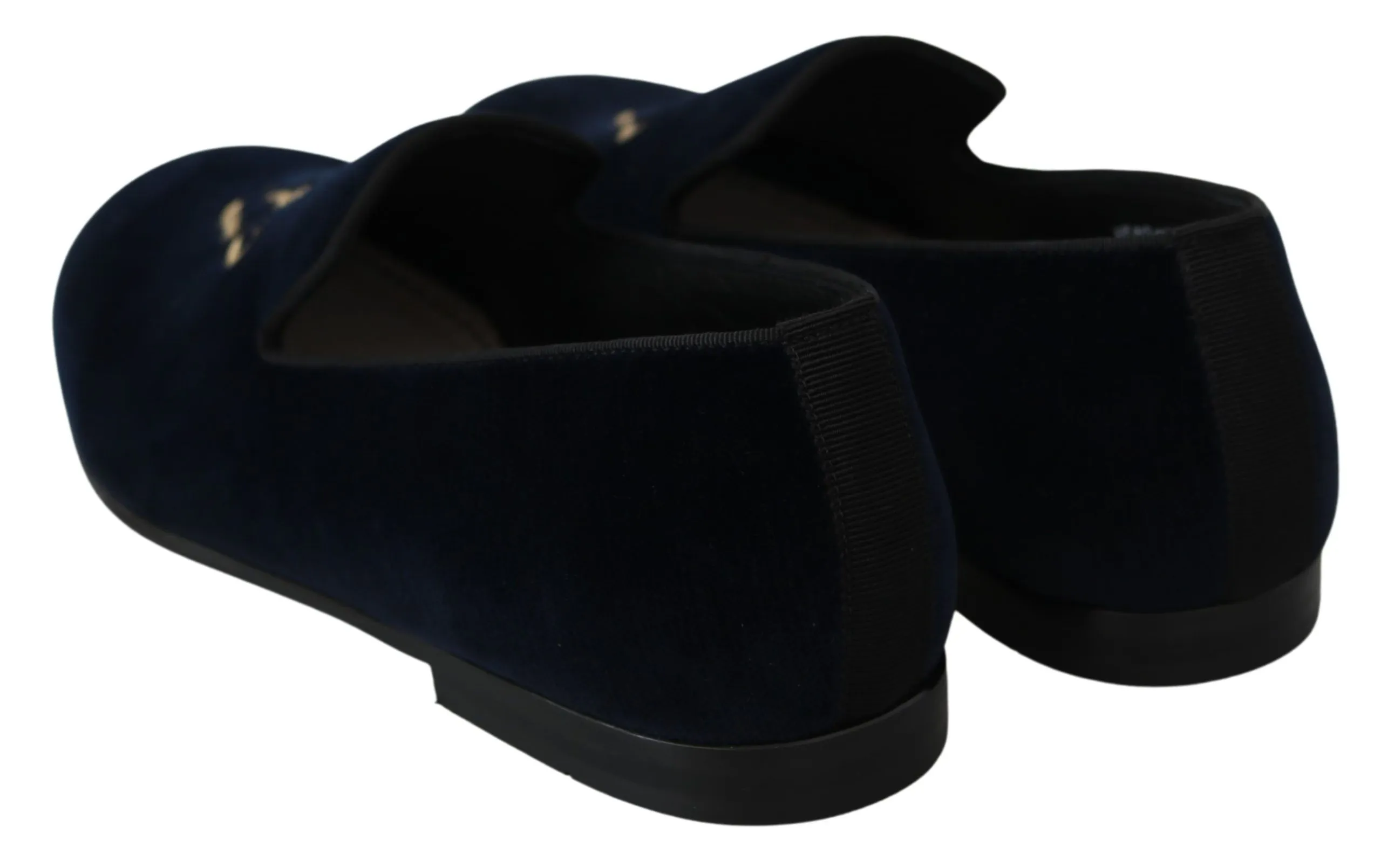 Dolce & Gabbana Men's Elegant Blue Embroidered Loafers