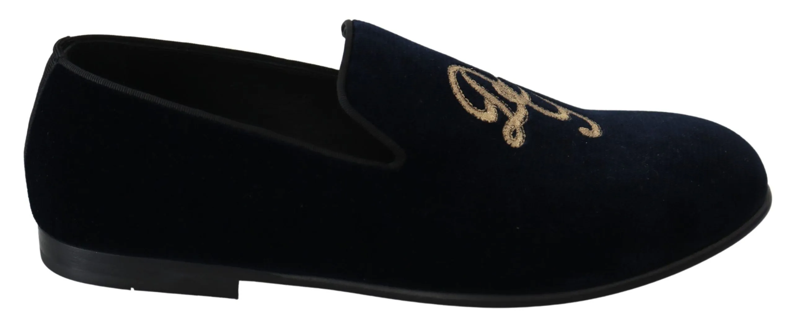 Dolce & Gabbana Men's Elegant Blue Embroidered Loafers