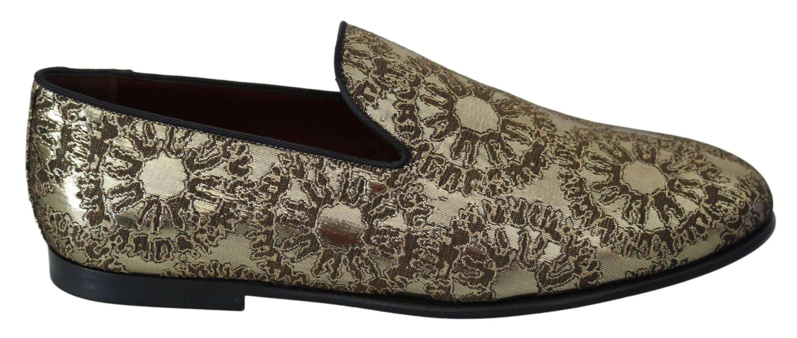 Dolce & Gabbana Men's Gold Bordeaux Loafers Slides Dress Shoes
