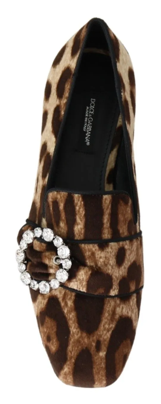 Dolce & Gabbana Women's Leopard Print Crystal Embellished Loafers