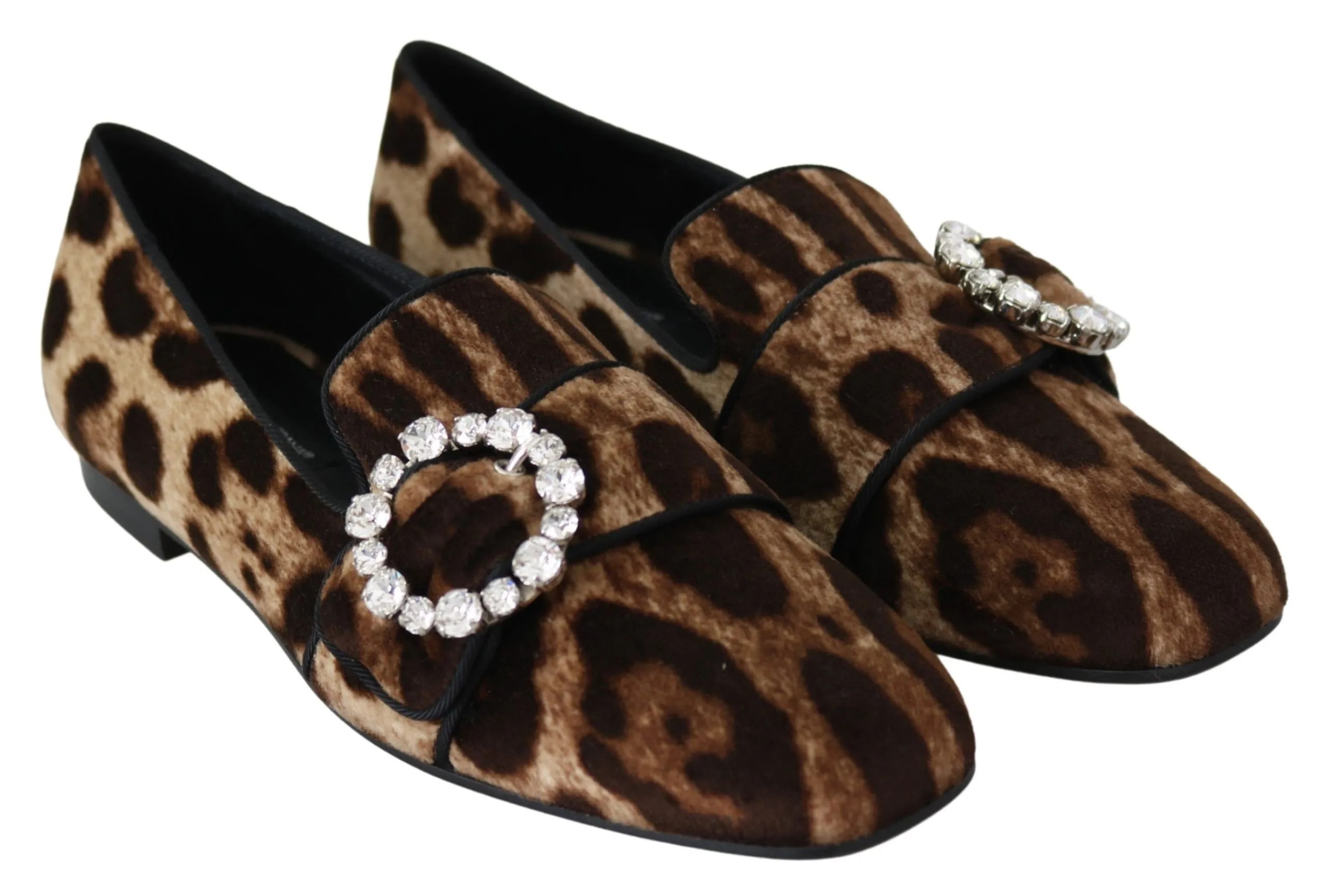Dolce & Gabbana Women's Leopard Print Crystal Embellished Loafers