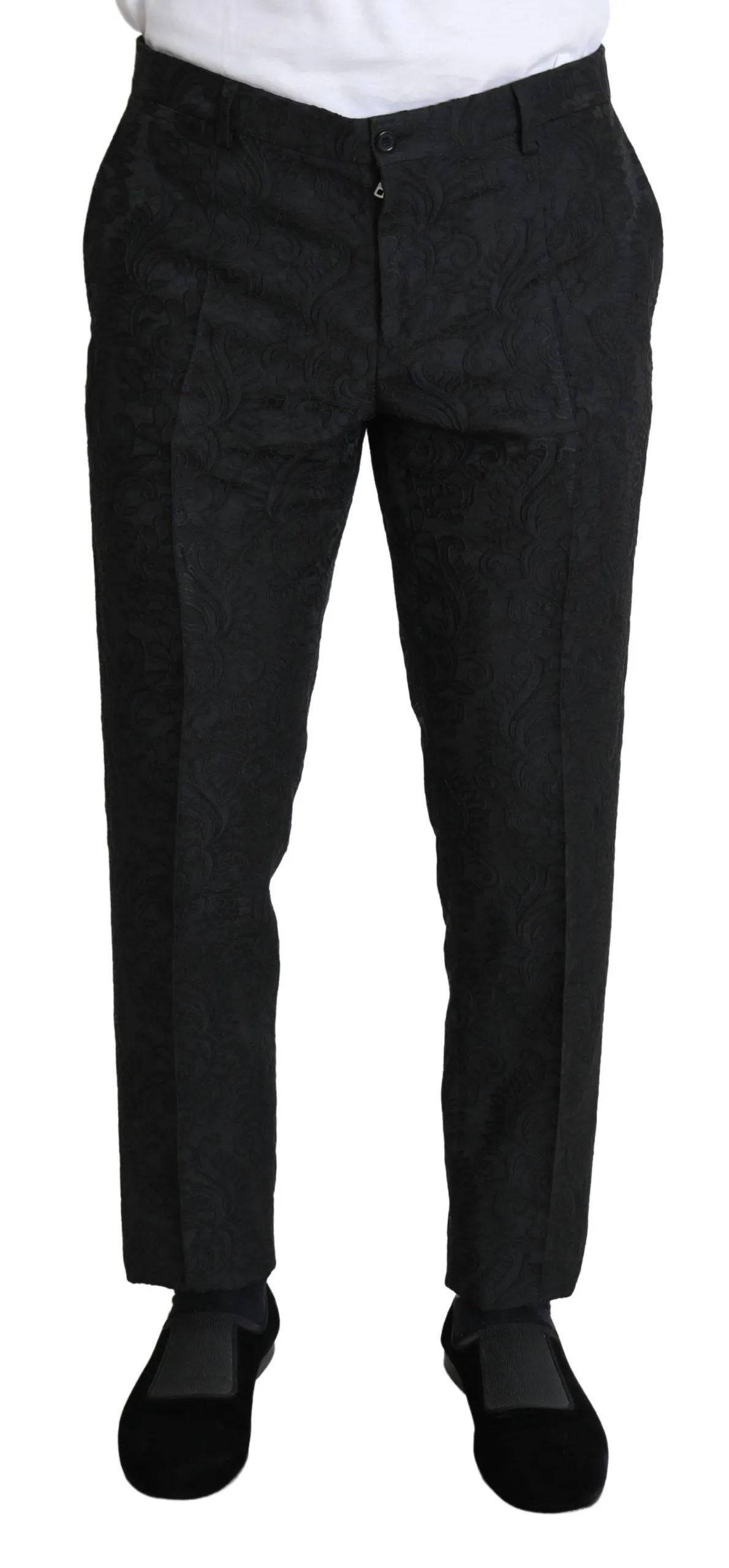 Dolce & Gabbana Men's Elegant Floral Brocade Dress Trousers