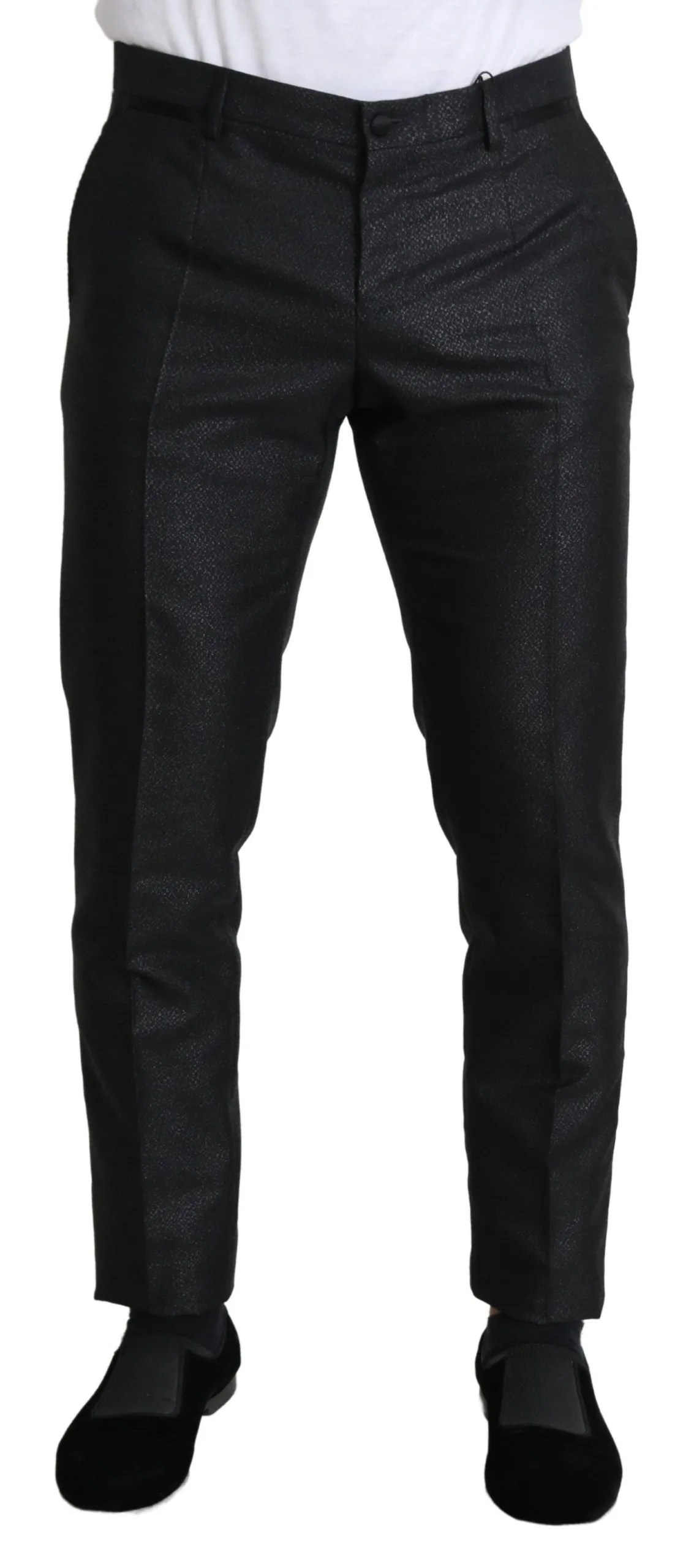 Dolce & Gabbana Men's Elegant Metallic Black Dress Pants