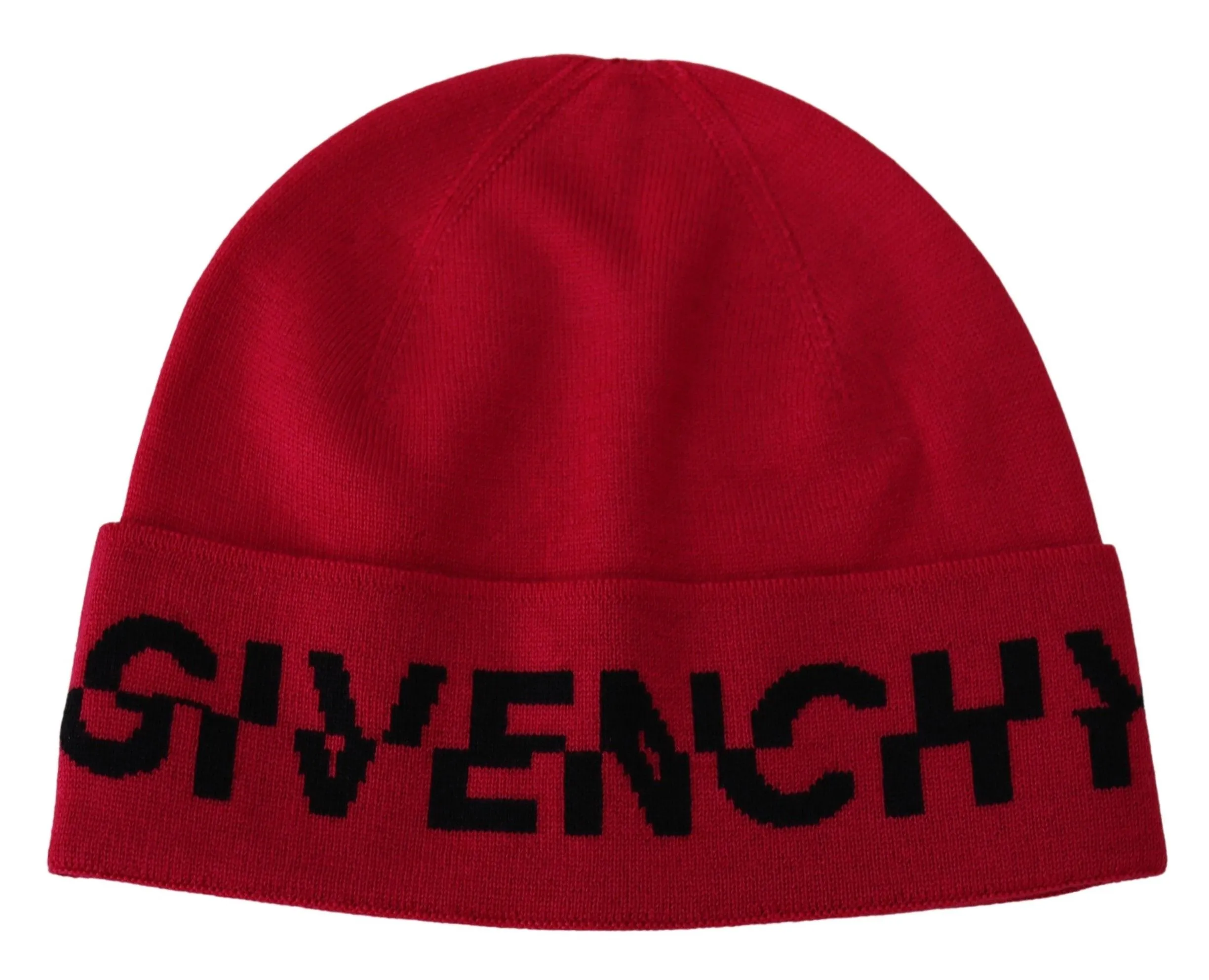 Givenchy Men's Elegant Wool Beanie with Signature Contrast Logo