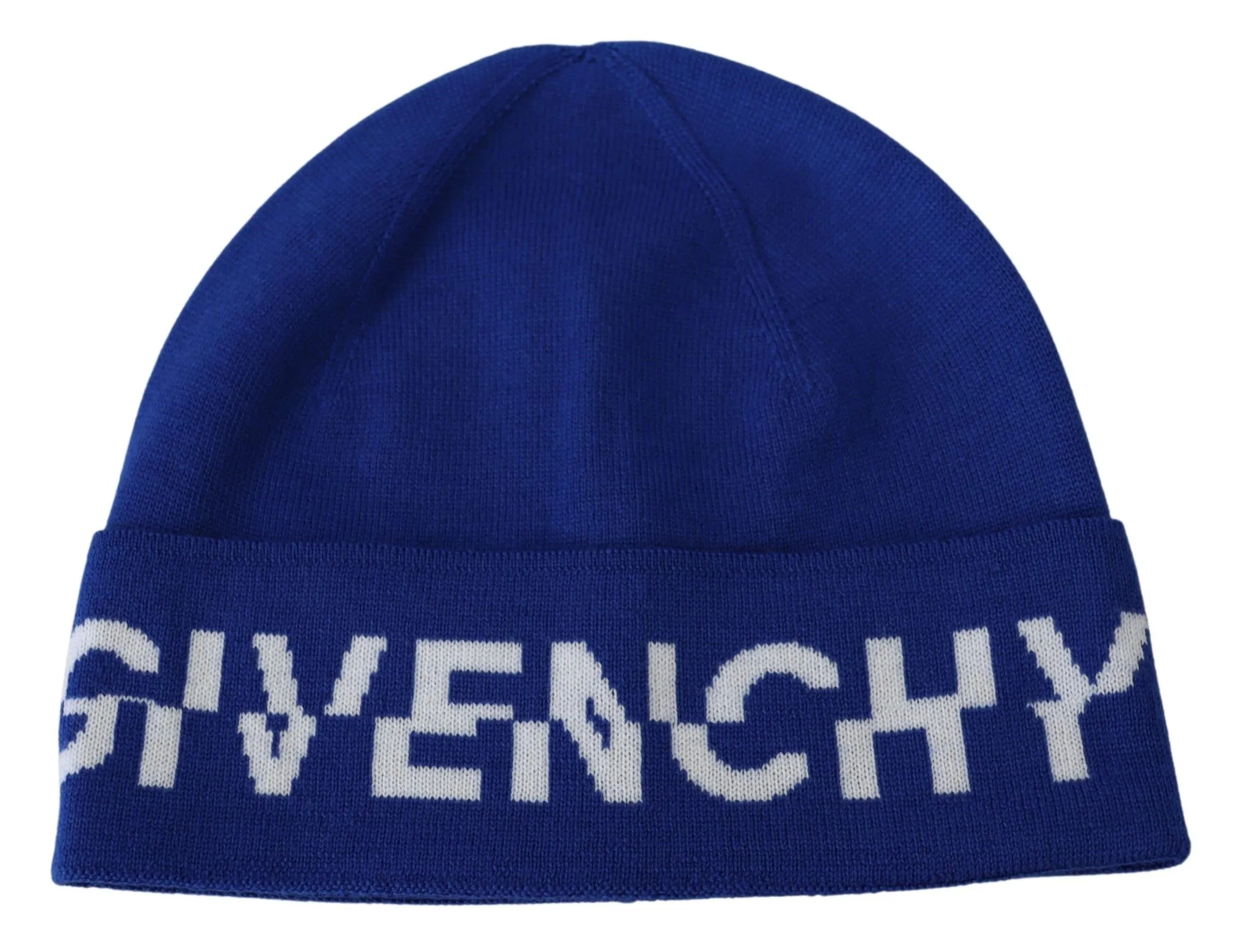 Givenchy Men's Chic Unisex Cobalt Wool Beanie with Logo Detail