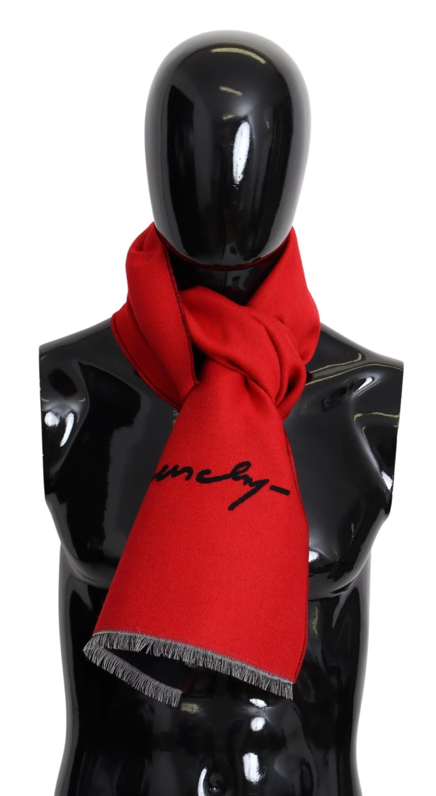 Givenchy Men's Elegant Red Wool Blend Unisex Scarf