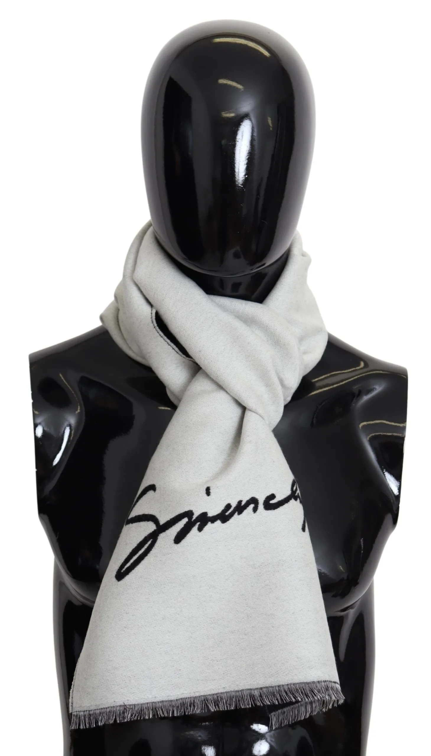 Givenchy Men's Elegant Monochrome Wool-Silk Blend Scarf
