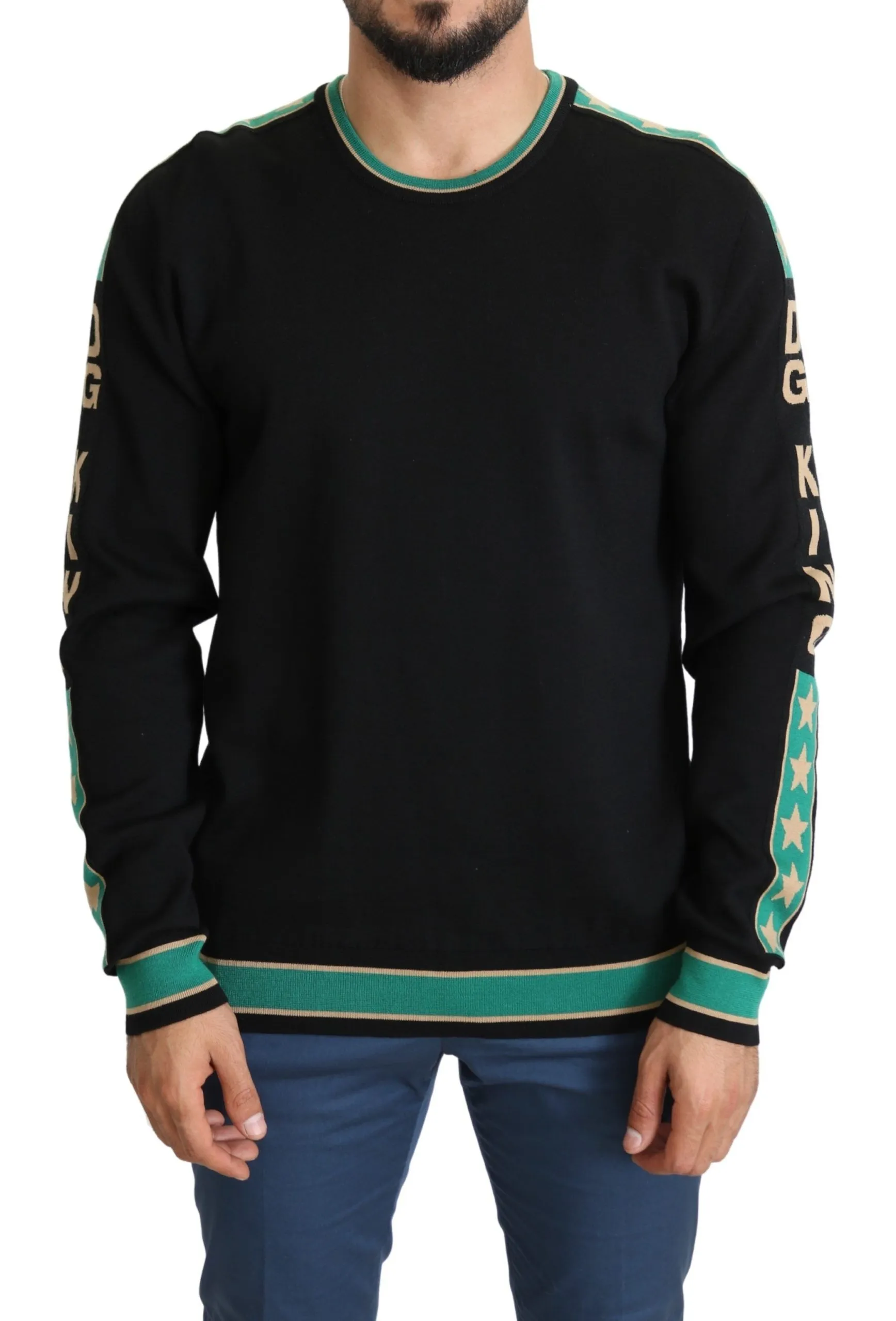 Dolce & Gabbana Men's Chic Striped Wool-Blend Jersey Sweater