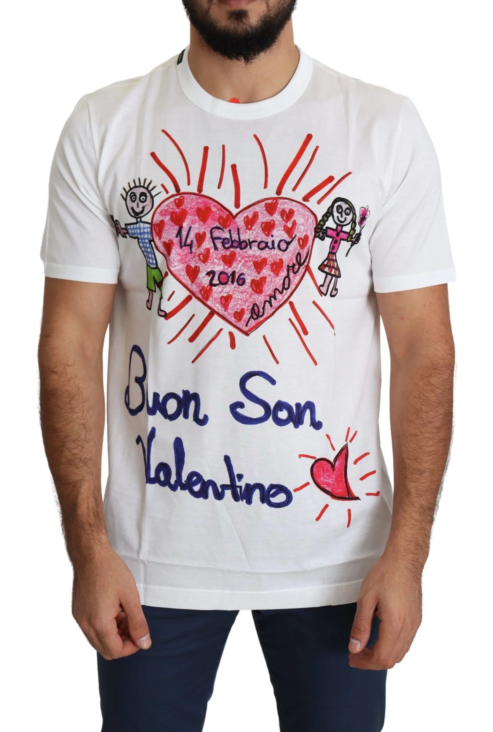 Dolce & Gabbana Men's Romantic Heart Print Crew Neck Tee
